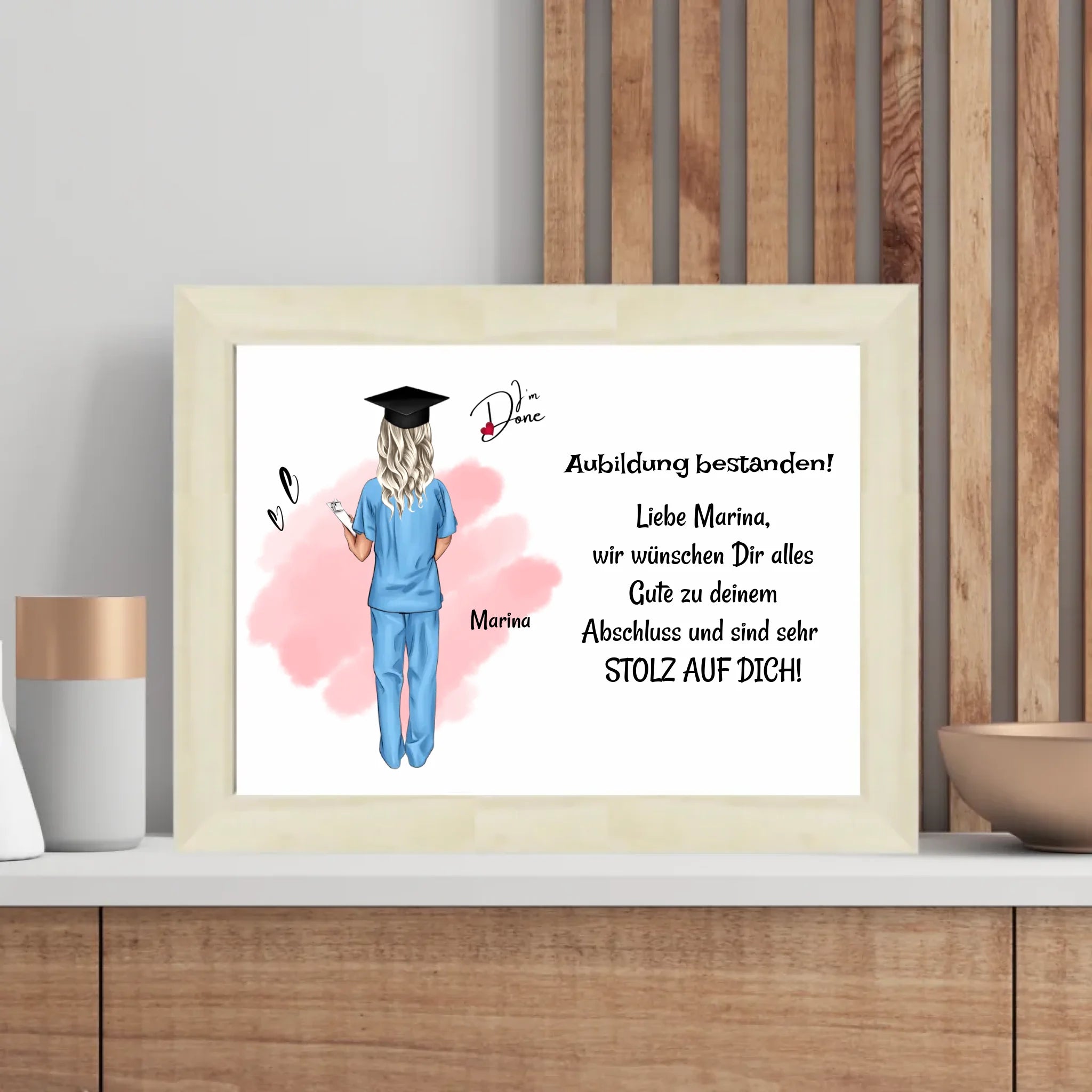 Krankenschwester Examen Ausbildung bestanden Poster Bild Karte Geschenk - Cantty