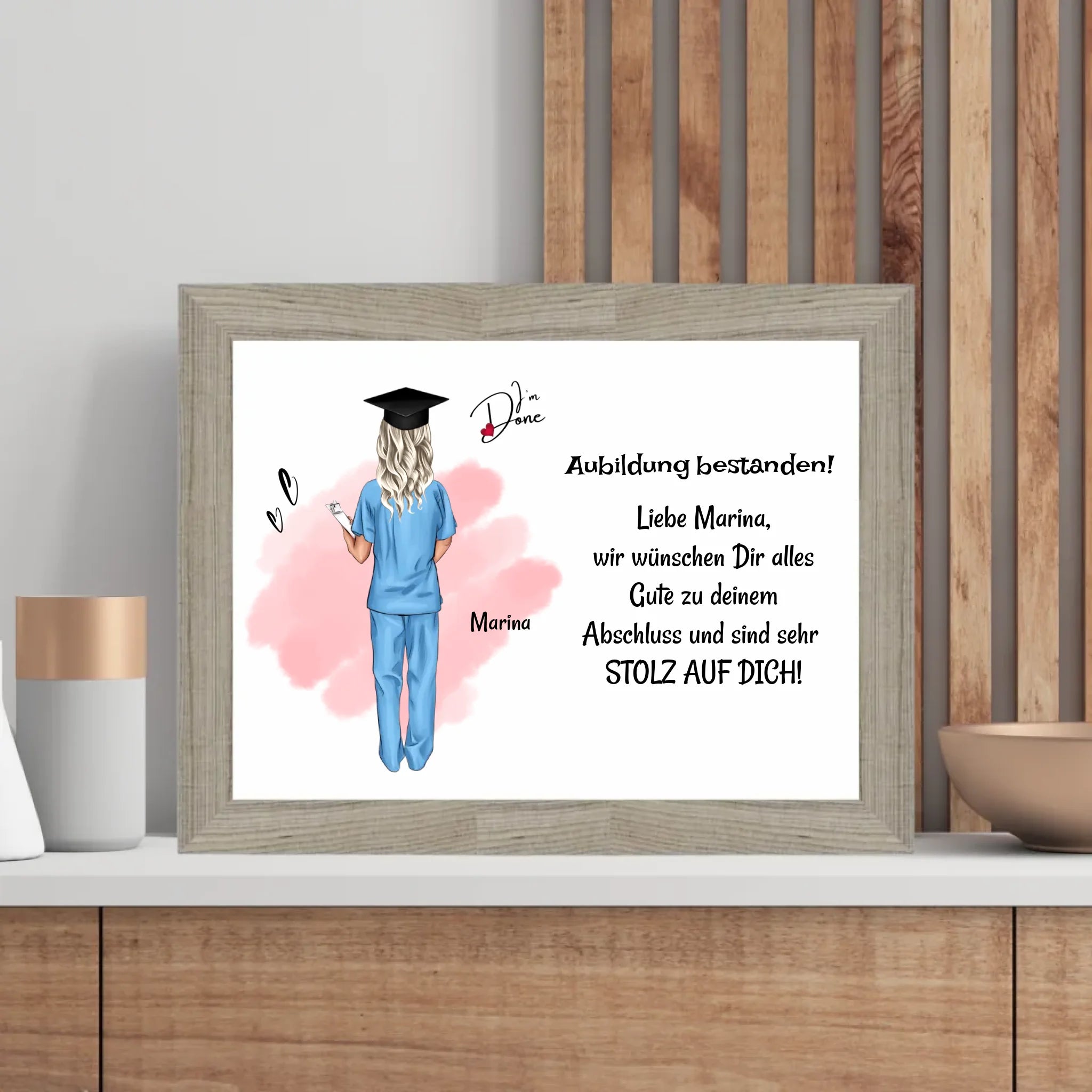 Krankenschwester Examen Ausbildung bestanden Poster Bild Karte Geschenk - Cantty