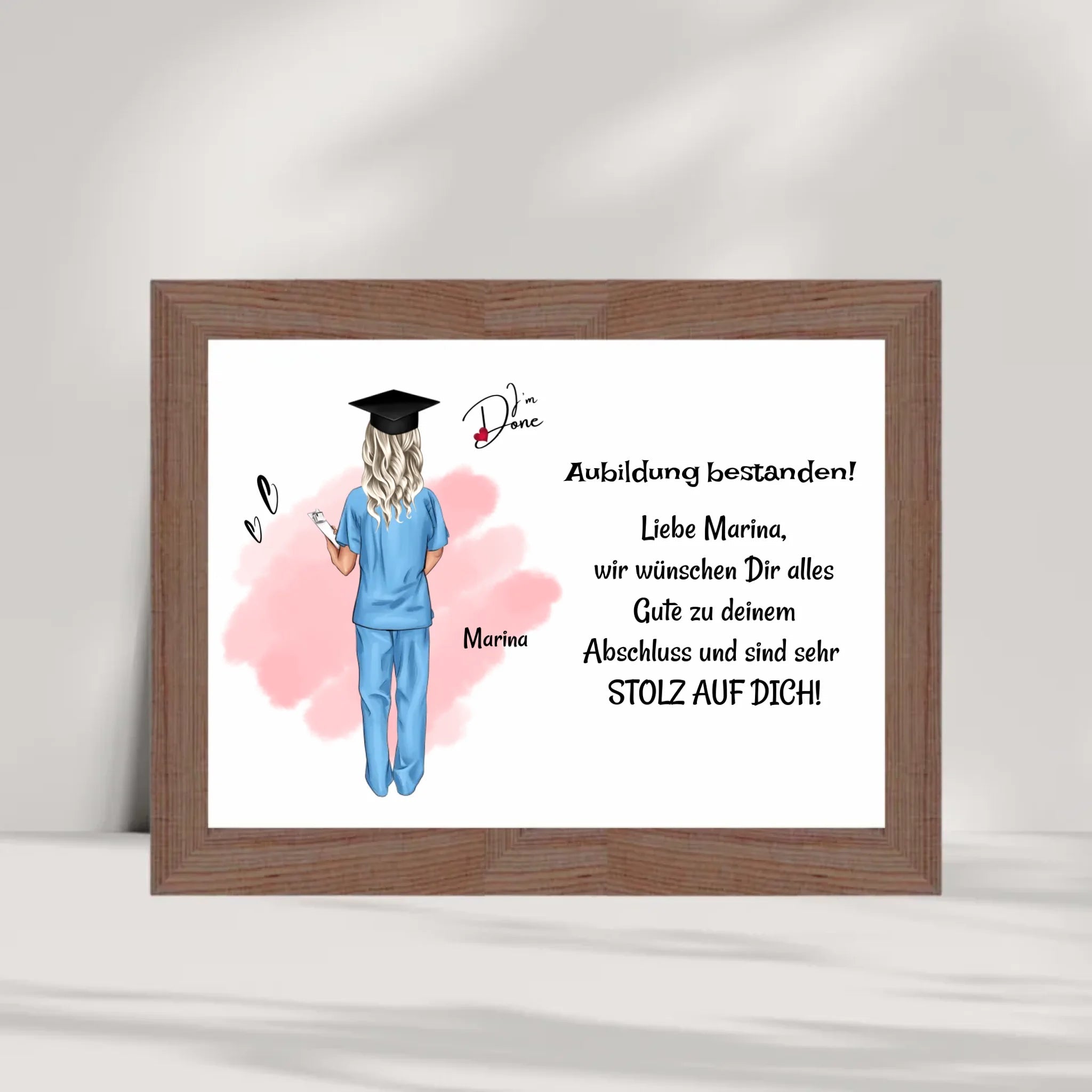 Krankenschwester Examen Ausbildung bestanden Poster Bild Karte Geschenk - Cantty