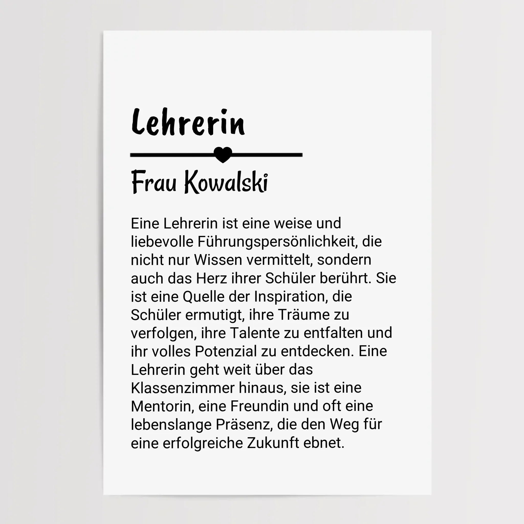 Lehrerin Definition Poster personalisiert - Cantty