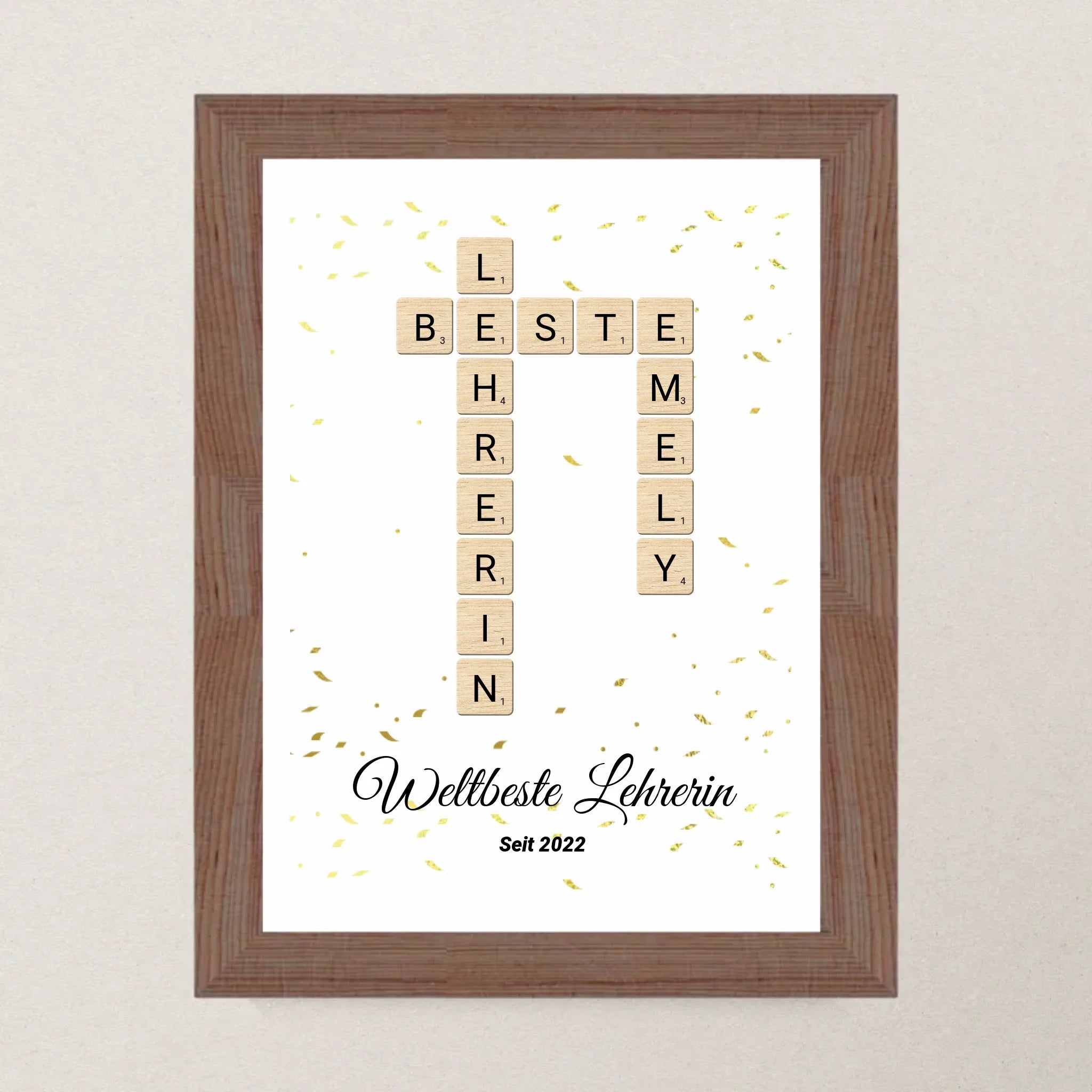 Lehrerin Weihnachtsgeschenk Scrabble Wort Poster personalisierbar - Cantty
