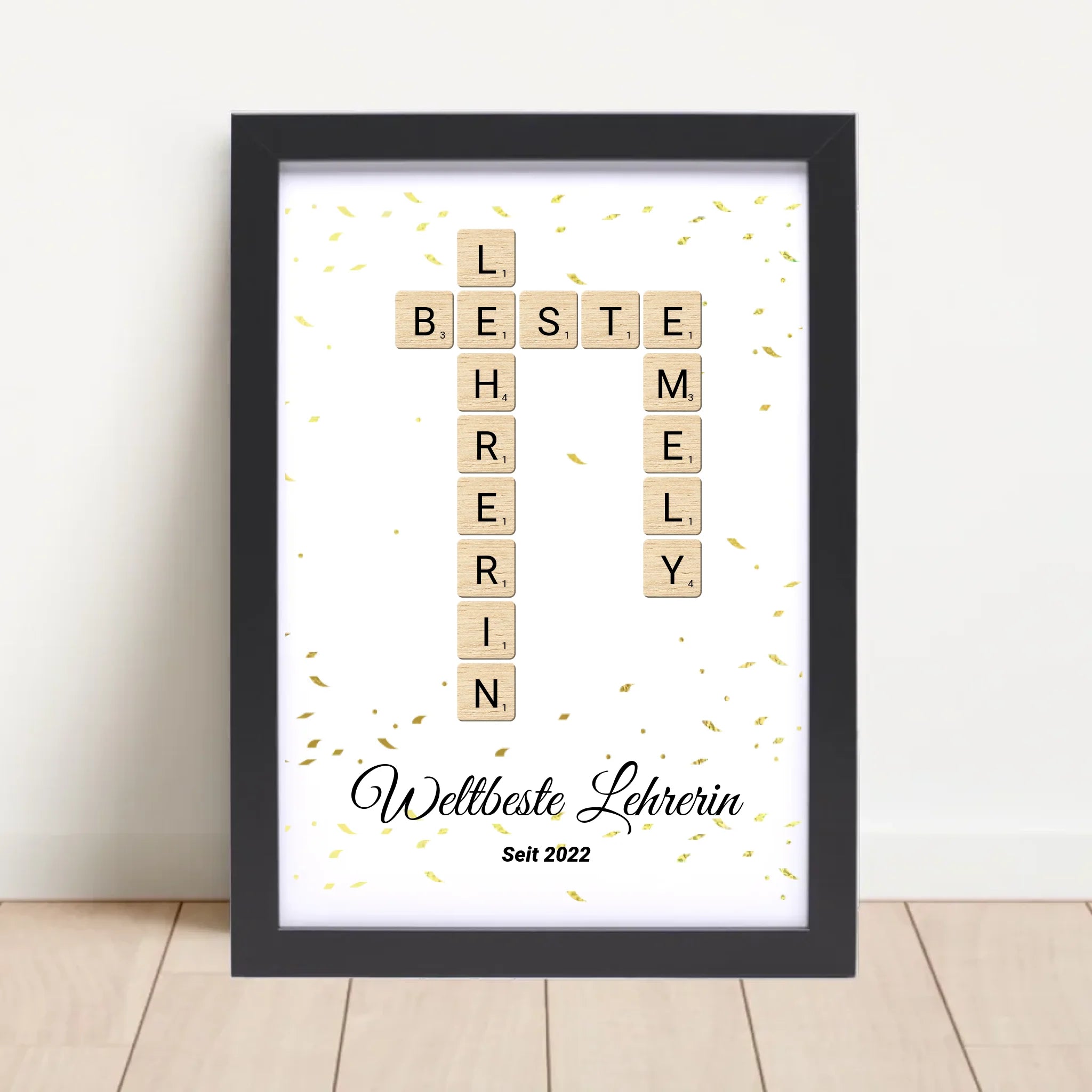 Lehrerin Weihnachtsgeschenk Scrabble Wort Poster personalisierbar - Cantty