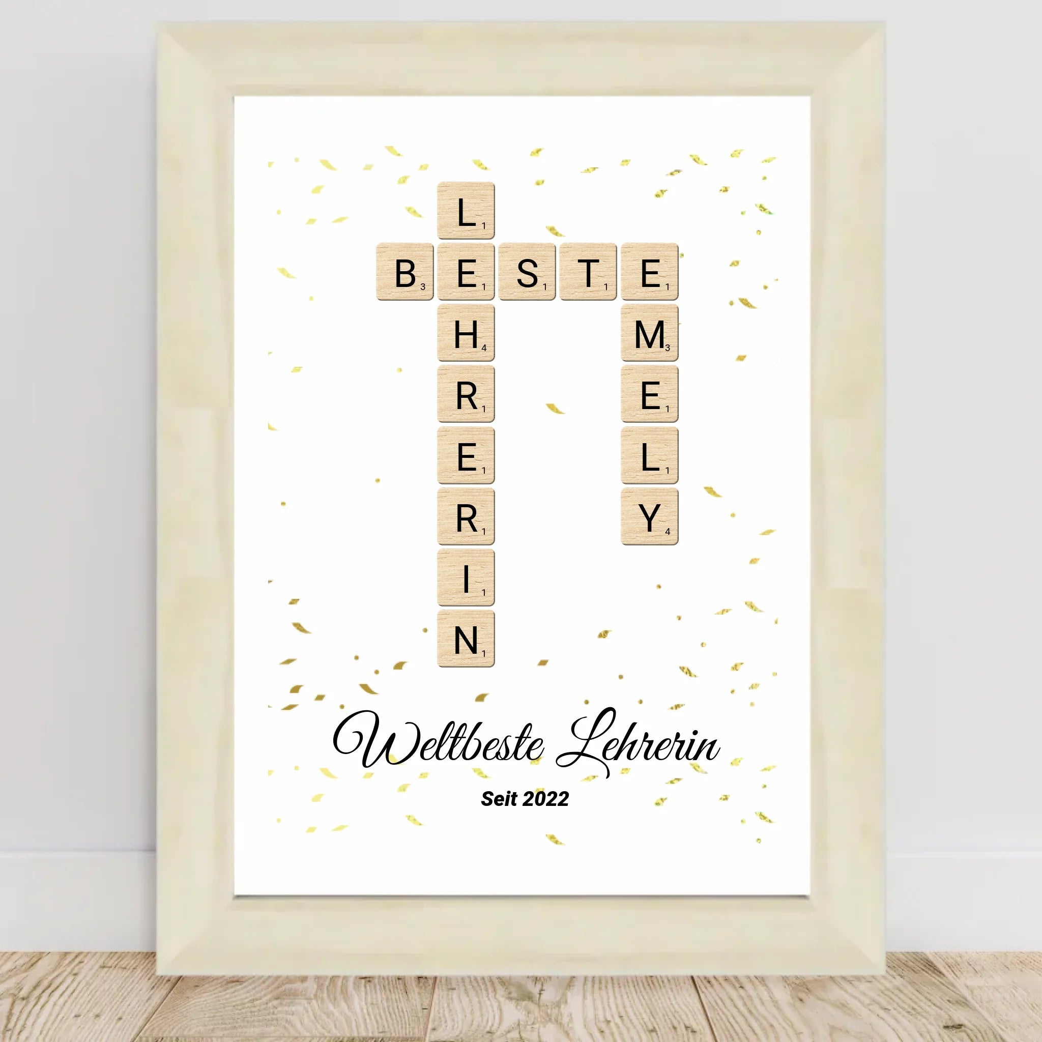 Lehrerin Weihnachtsgeschenk Scrabble Wort Poster personalisierbar - Cantty