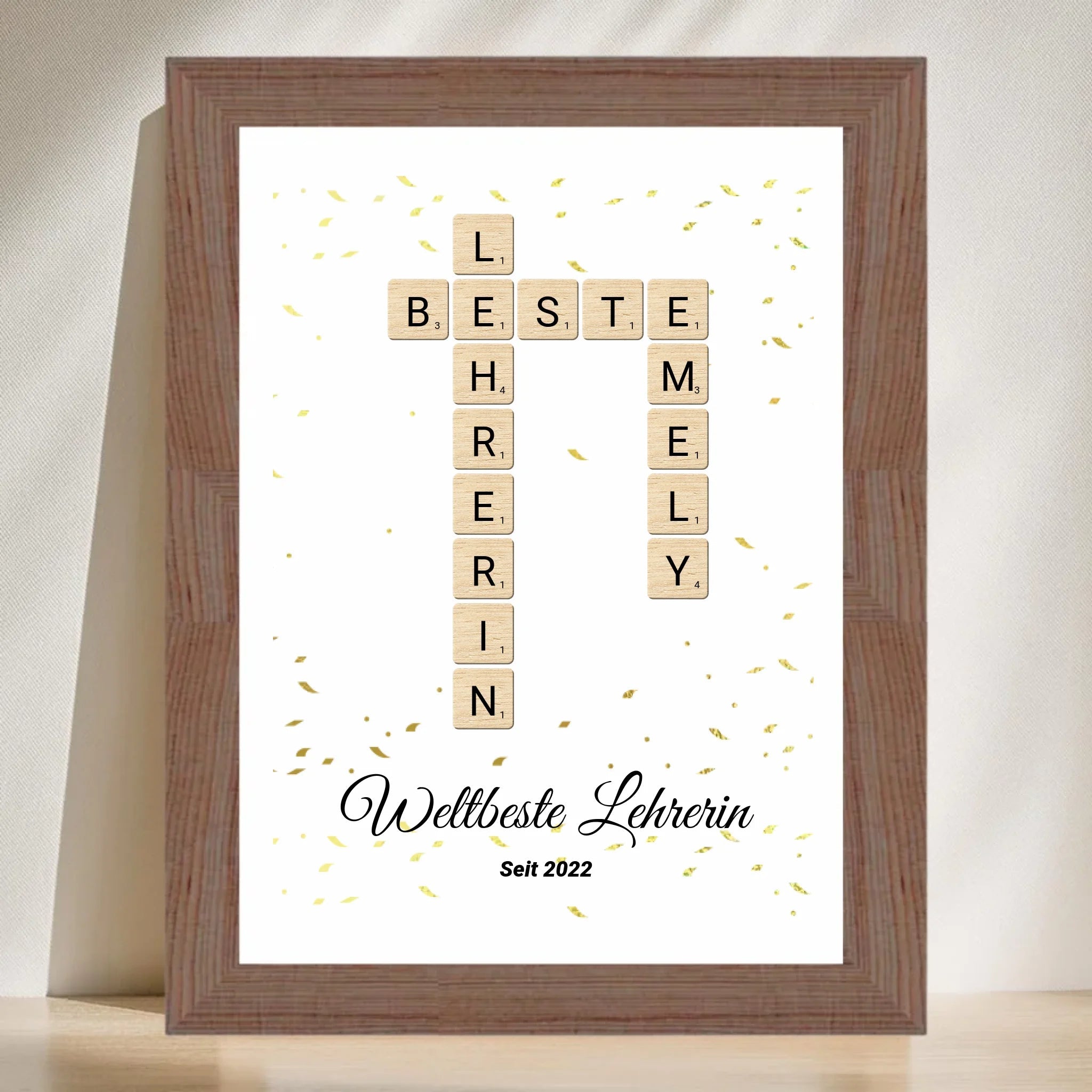 Lehrerin Weihnachtsgeschenk Scrabble Wort Poster personalisierbar - Cantty