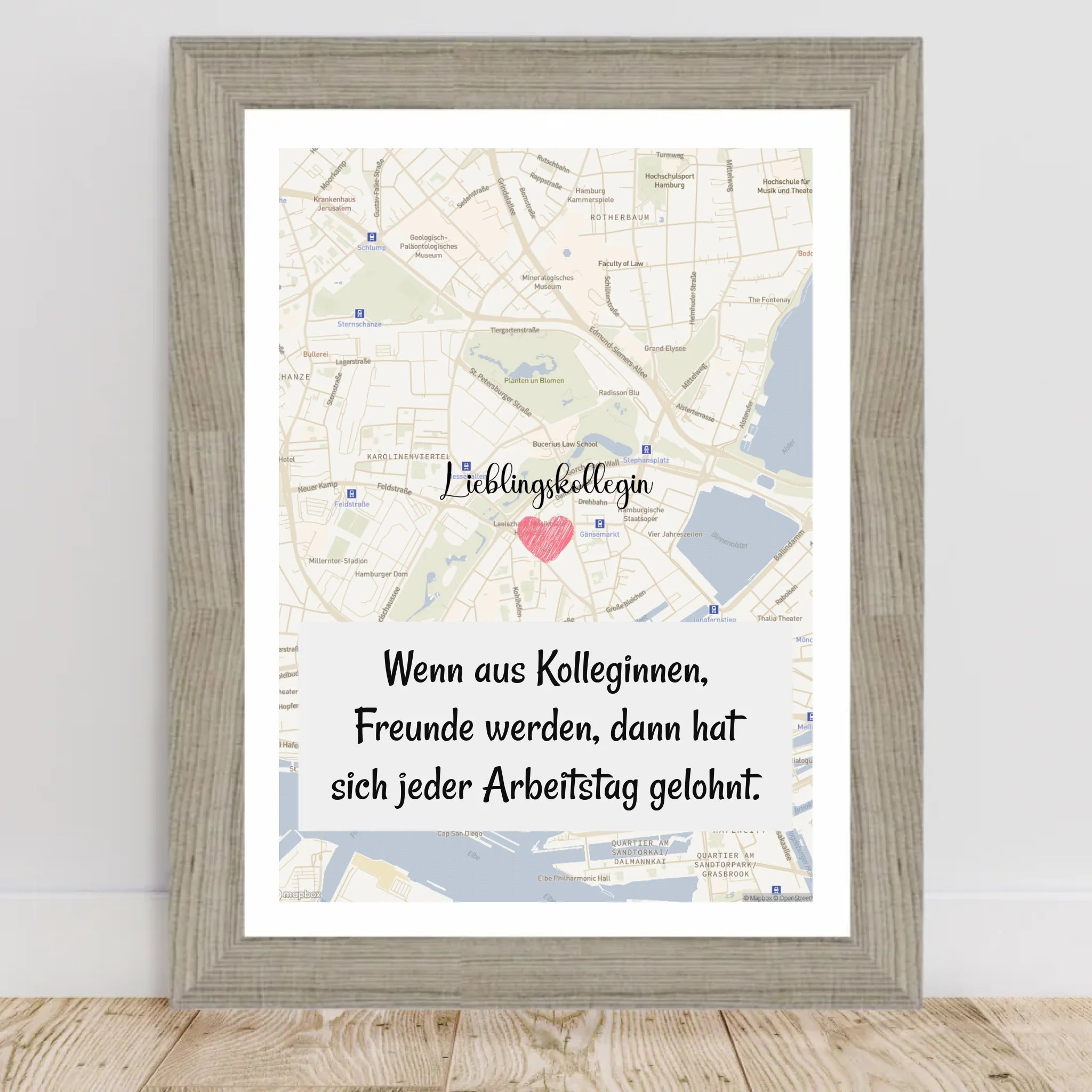 Lieblingskollegin Stadtkarte Poster personalisiert zum Geburtstag oder Abschied - Cantty