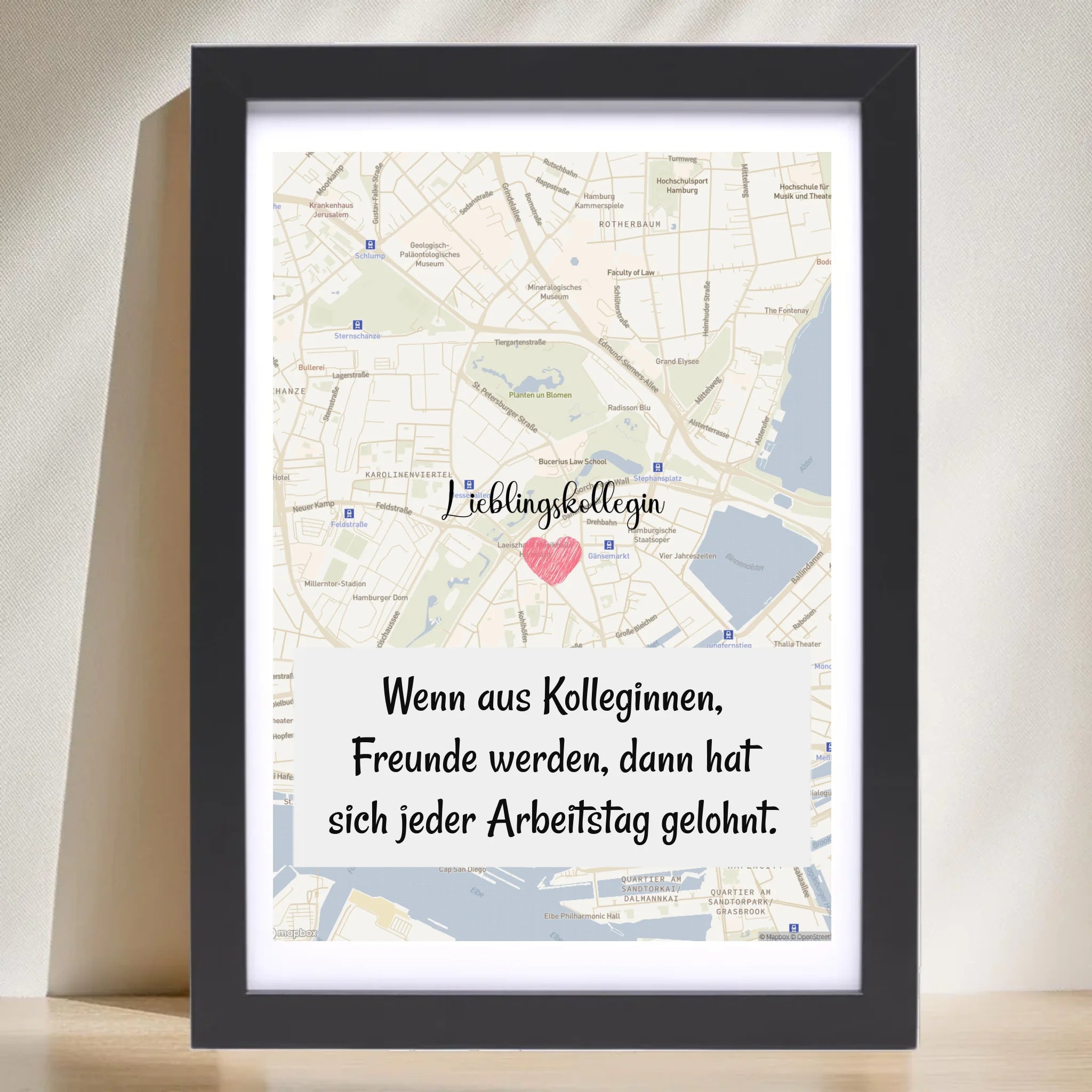 Lieblingskollegin Stadtkarte Poster personalisiert zum Geburtstag oder Abschied - Cantty