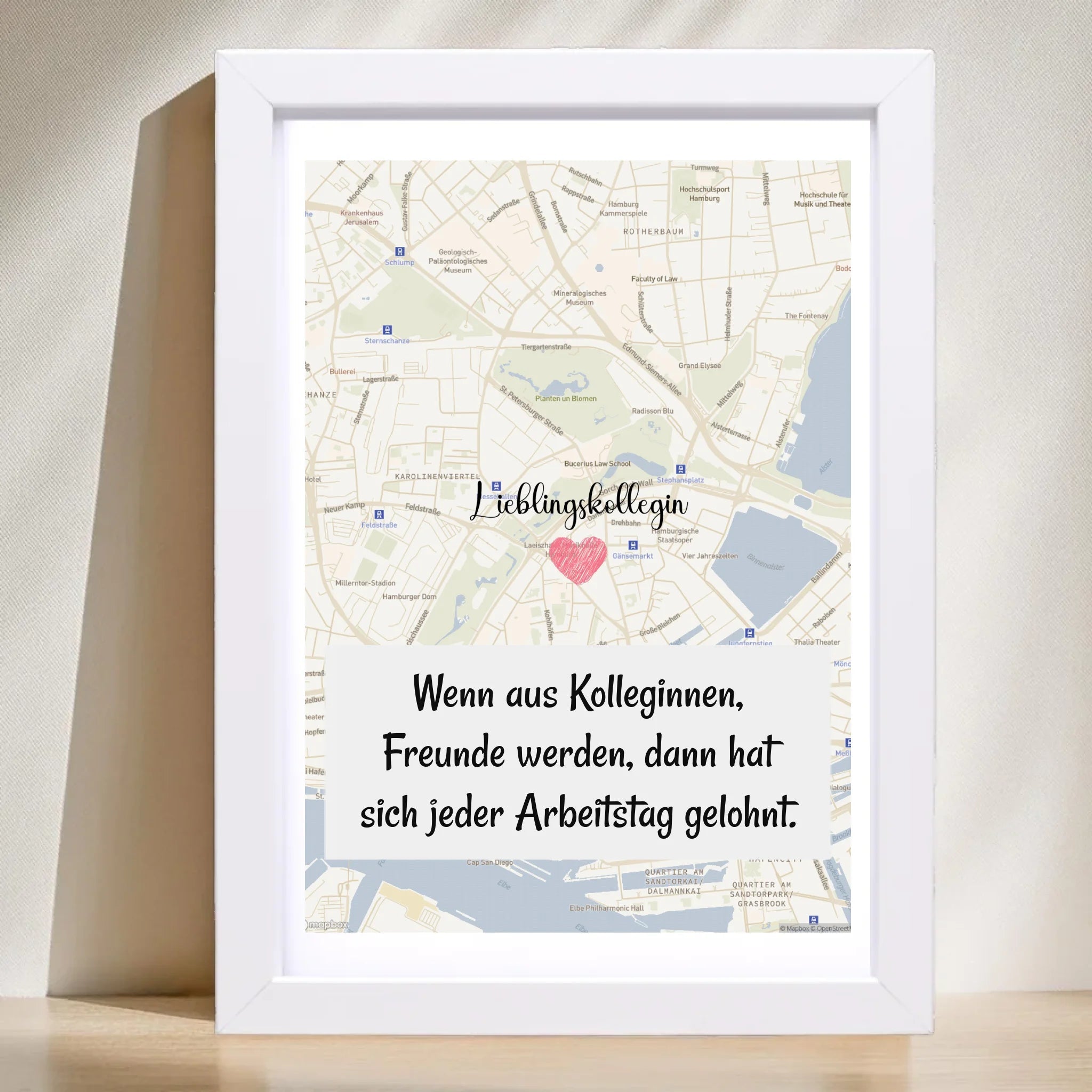 Lieblingskollegin Stadtkarte Poster personalisiert zum Geburtstag oder Abschied - Cantty