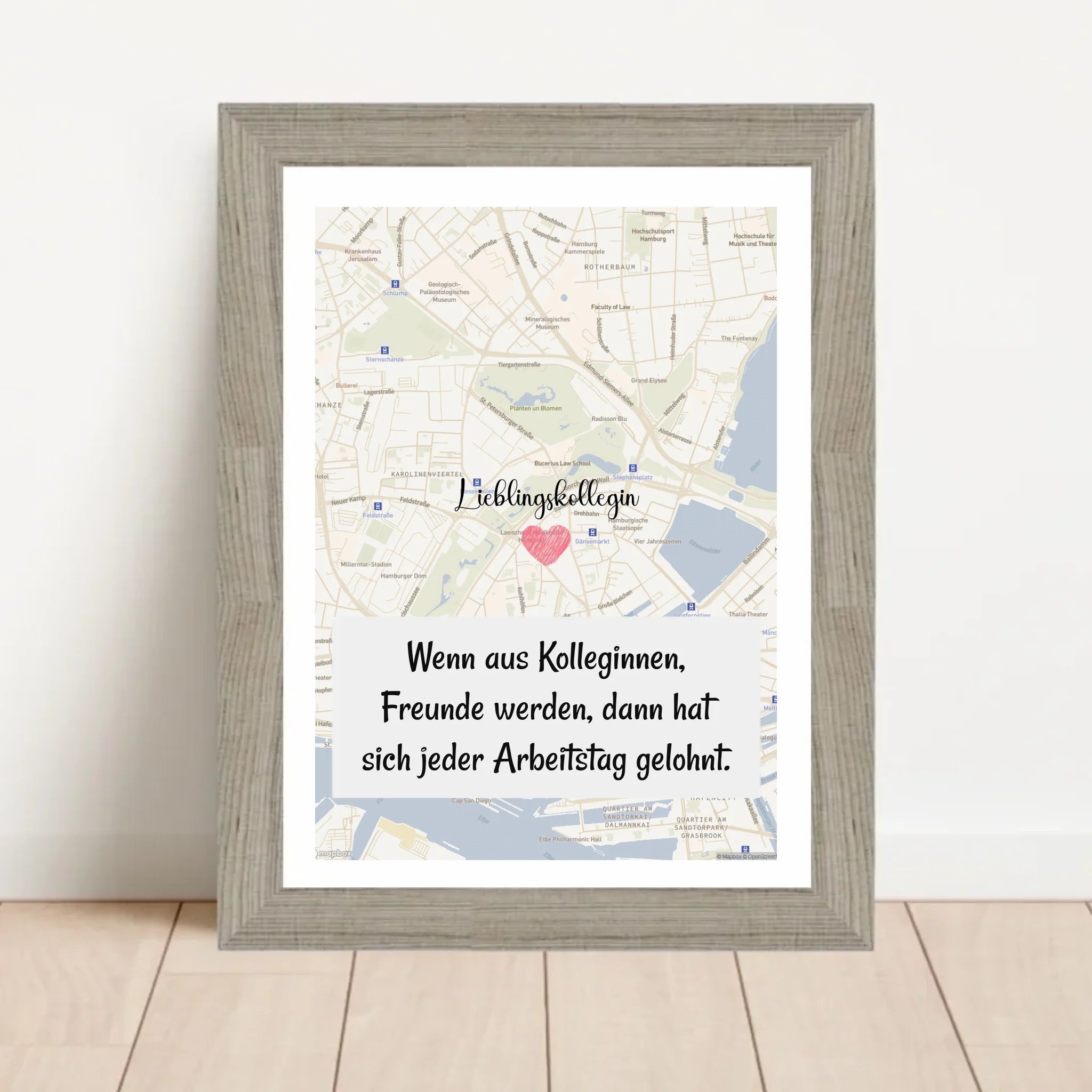 Lieblingskollegin Stadtkarte Poster personalisiert zum Geburtstag oder Abschied - Cantty