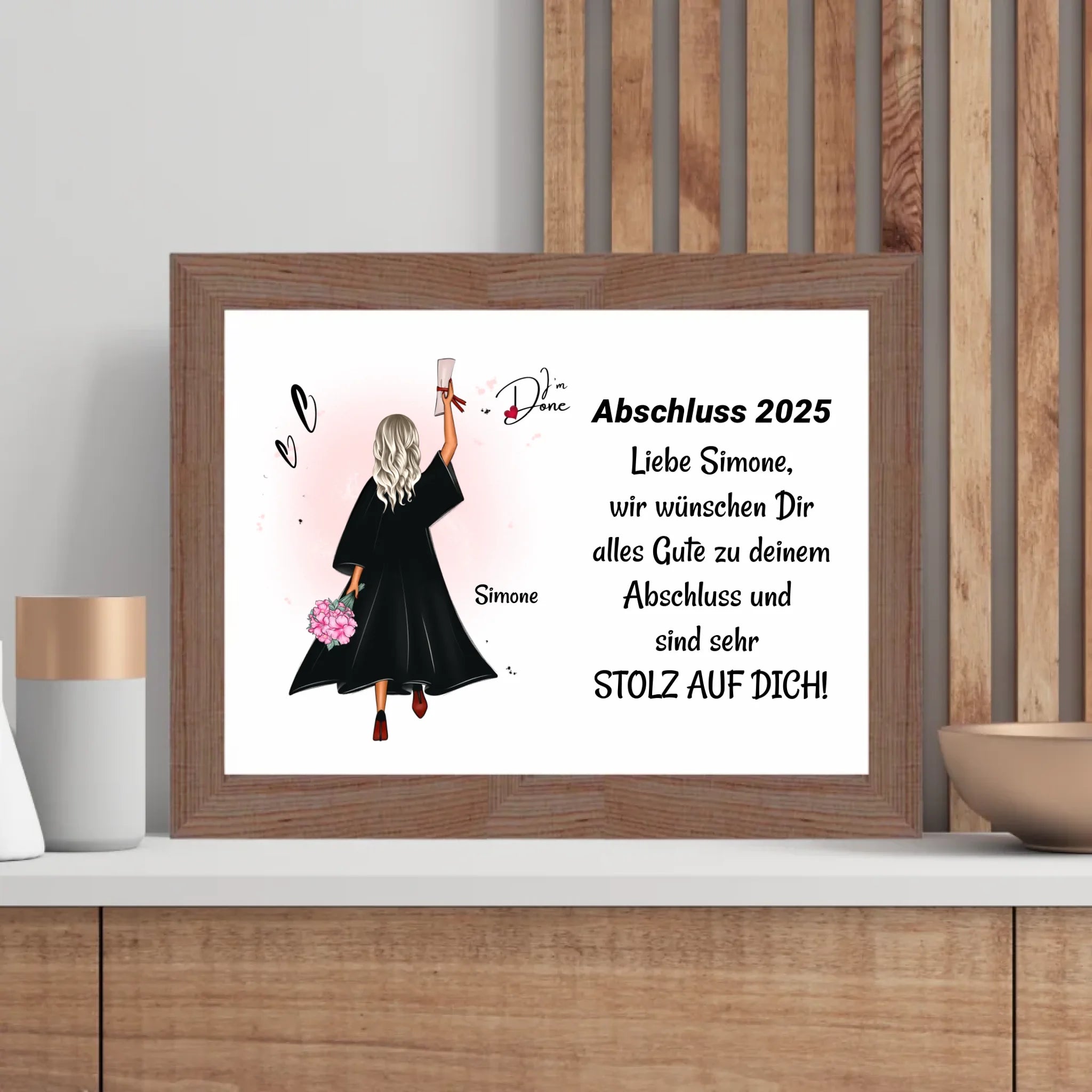 Mädchen Poster Abschlussgeschenk zum Abitur Bachelor Master oder Ausbildung - Cantty
