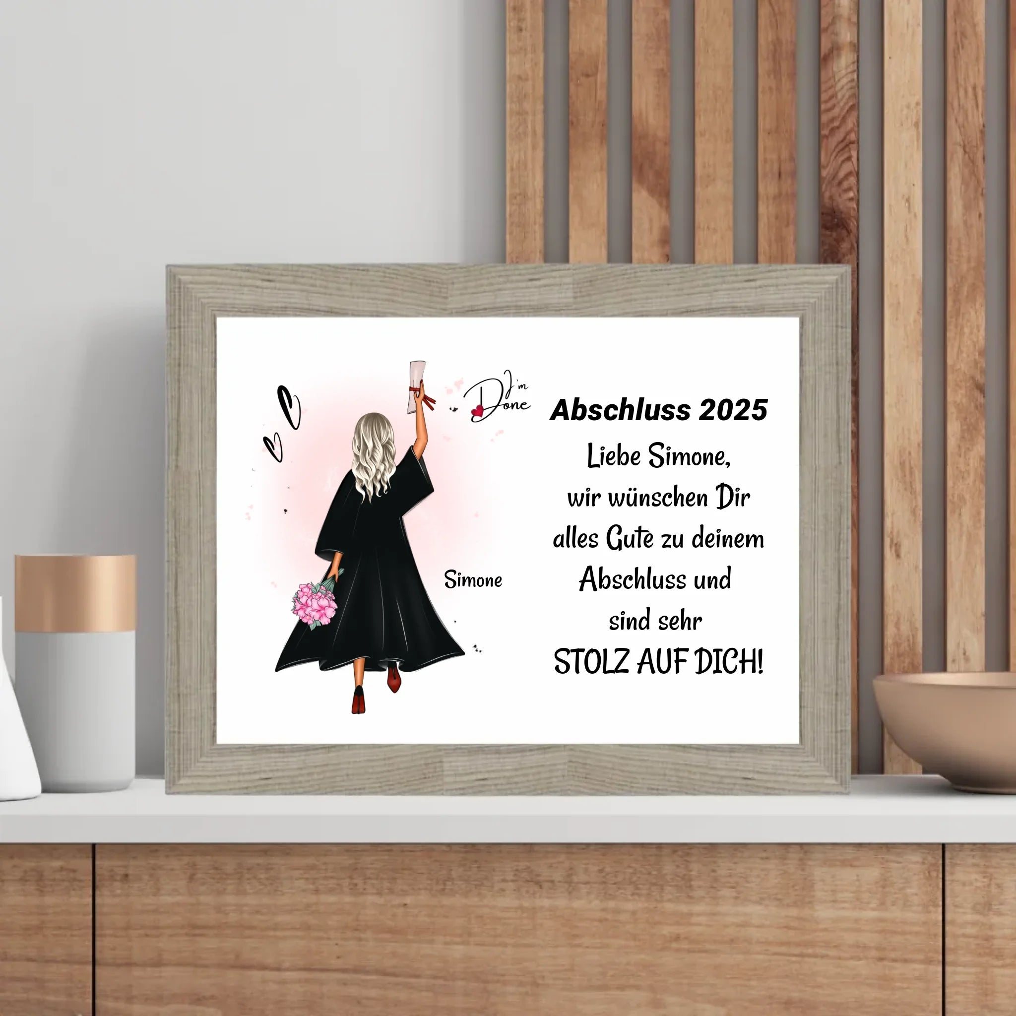 Mädchen Poster Abschlussgeschenk zum Abitur Bachelor Master oder Ausbildung - Cantty