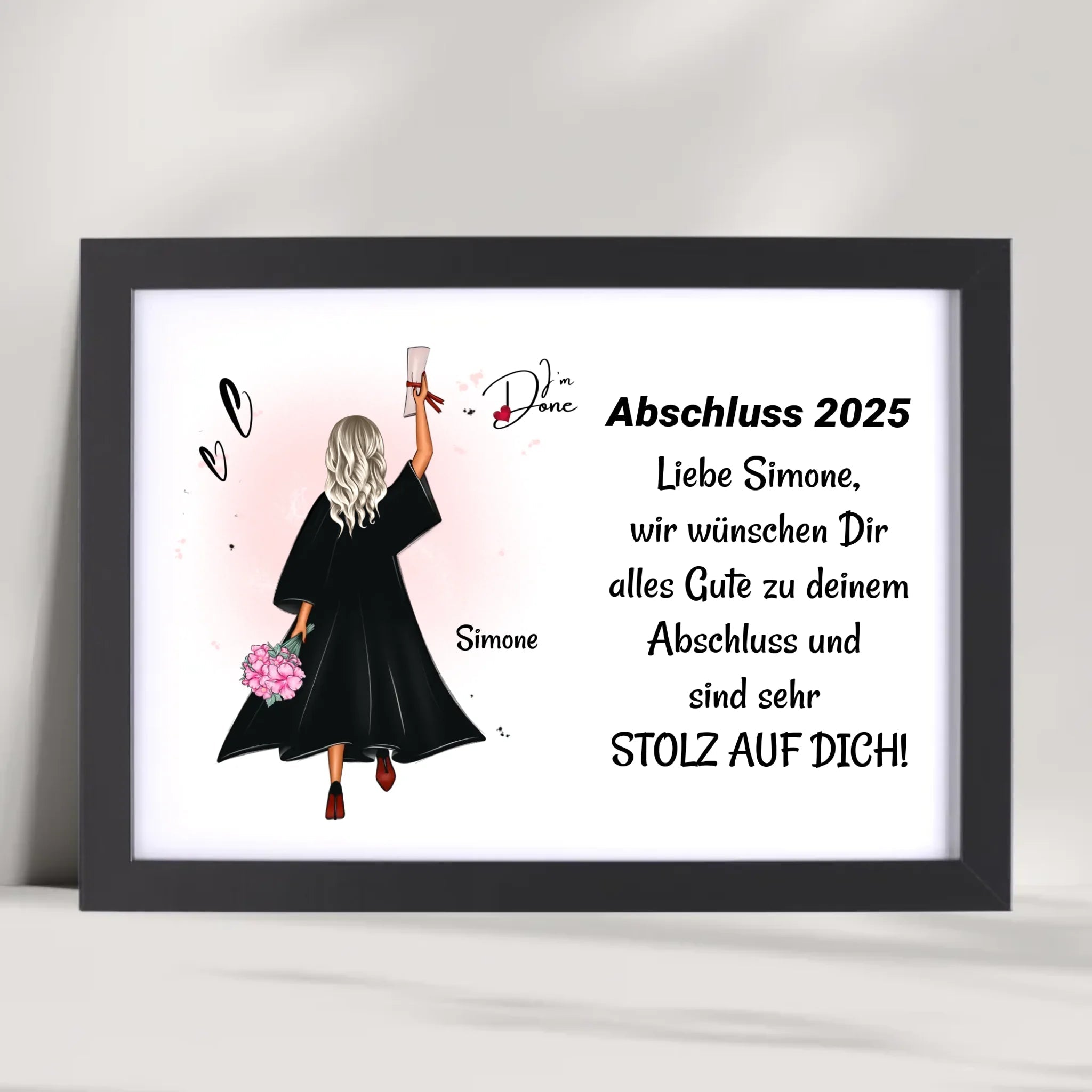 Mädchen Poster Abschlussgeschenk zum Abitur Bachelor Master oder Ausbildung - Cantty