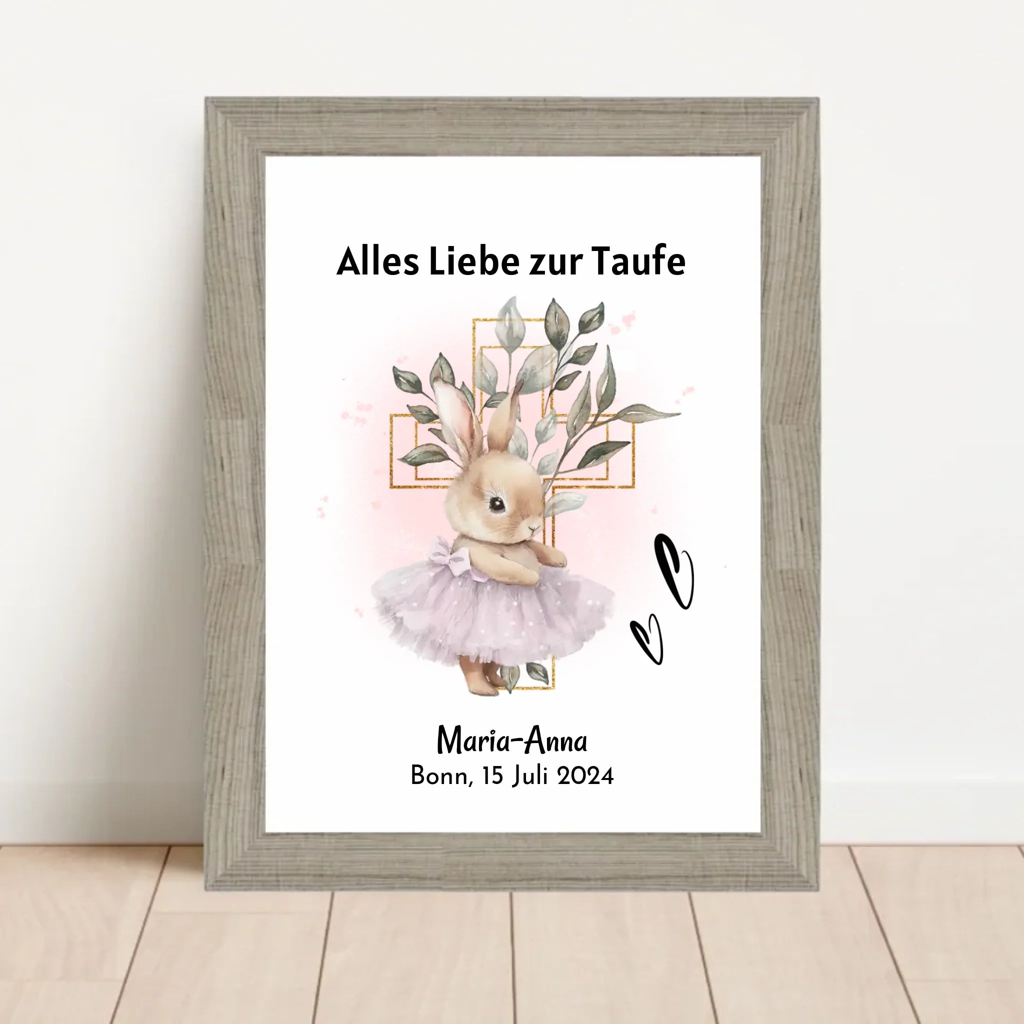 Mädchen Taufe Geschenk Bild / Poster / Karte personalisiert - Cantty