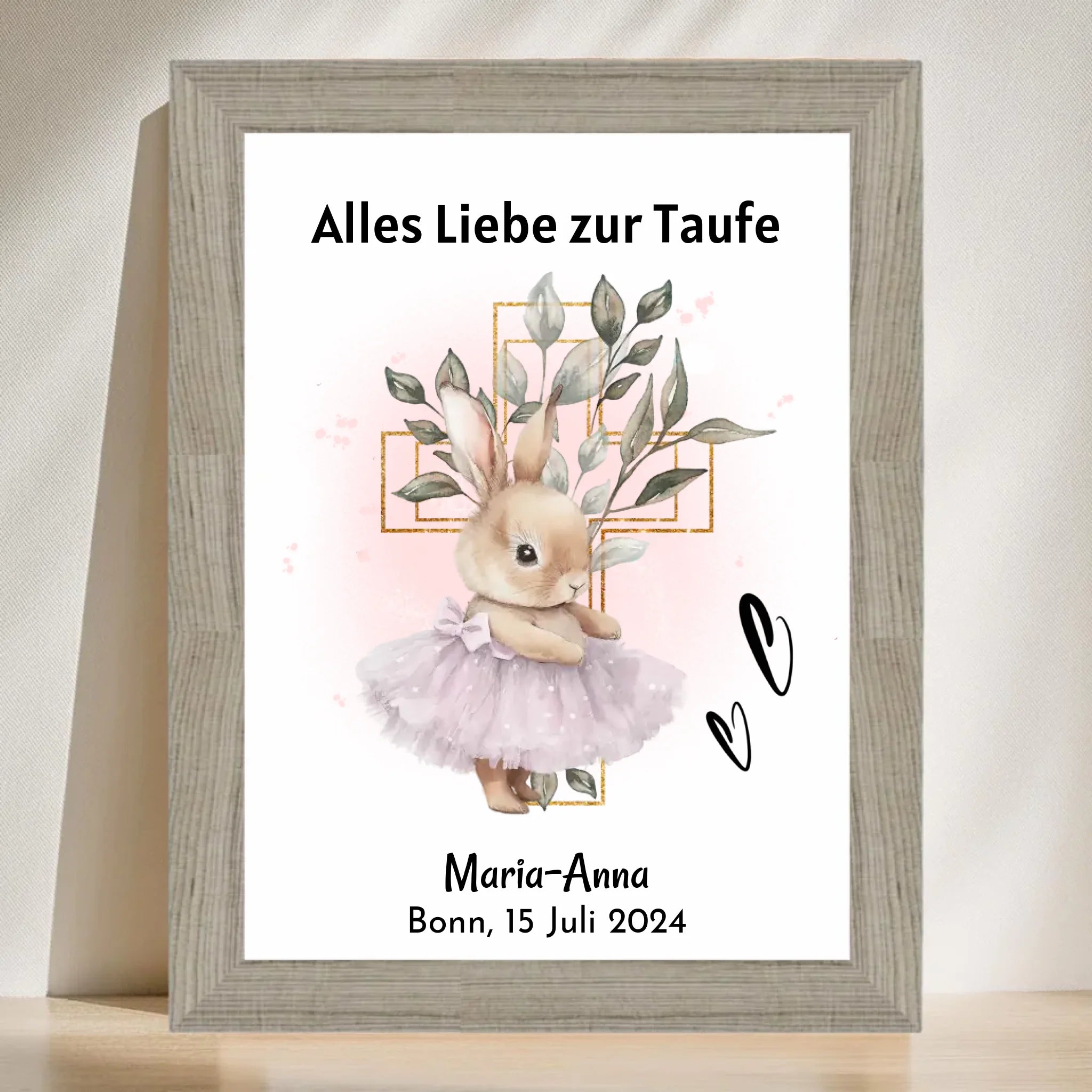 Mädchen Taufe Geschenk Bild / Poster / Karte personalisiert - Cantty