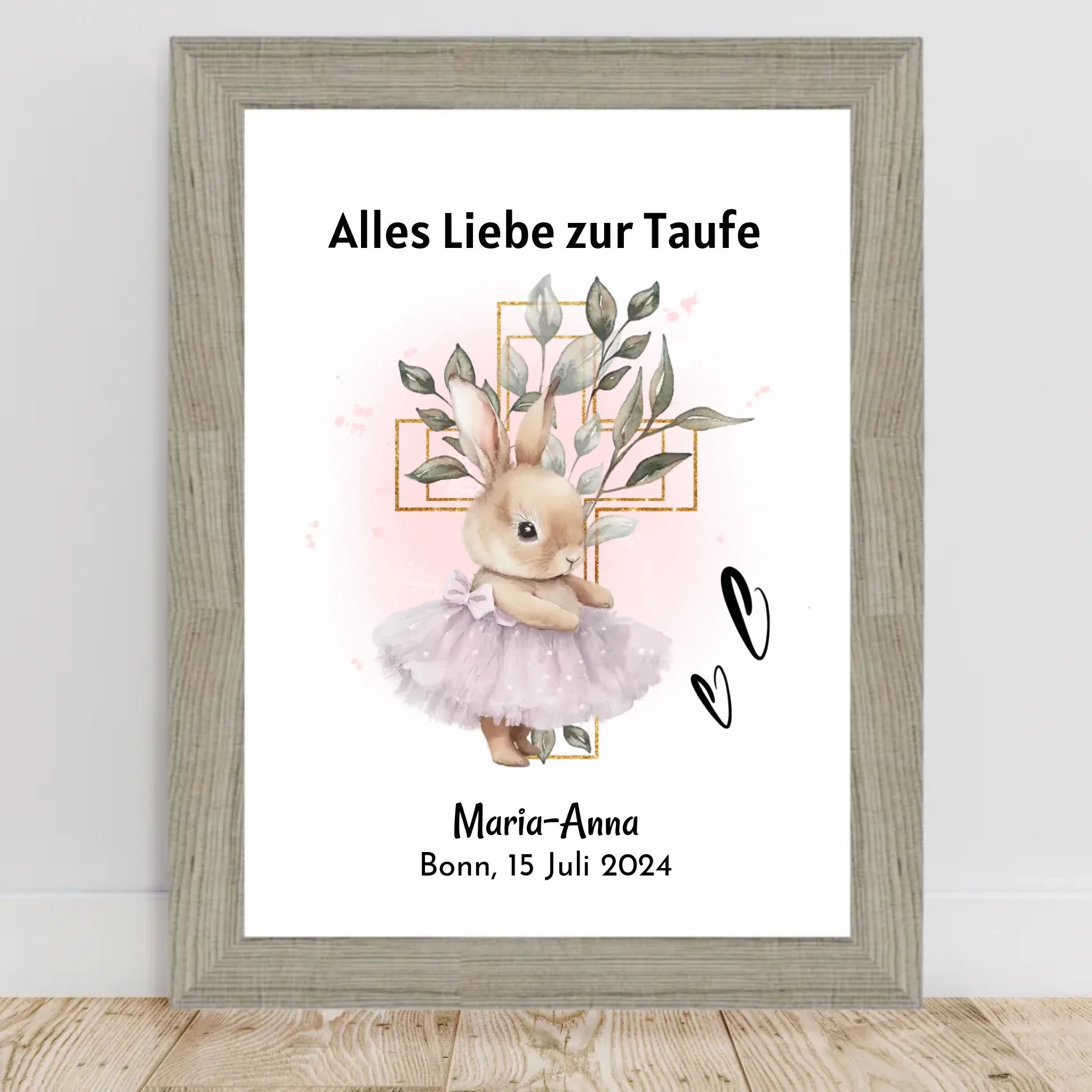 Mädchen Taufe Geschenk Bild / Poster / Karte personalisiert - Cantty