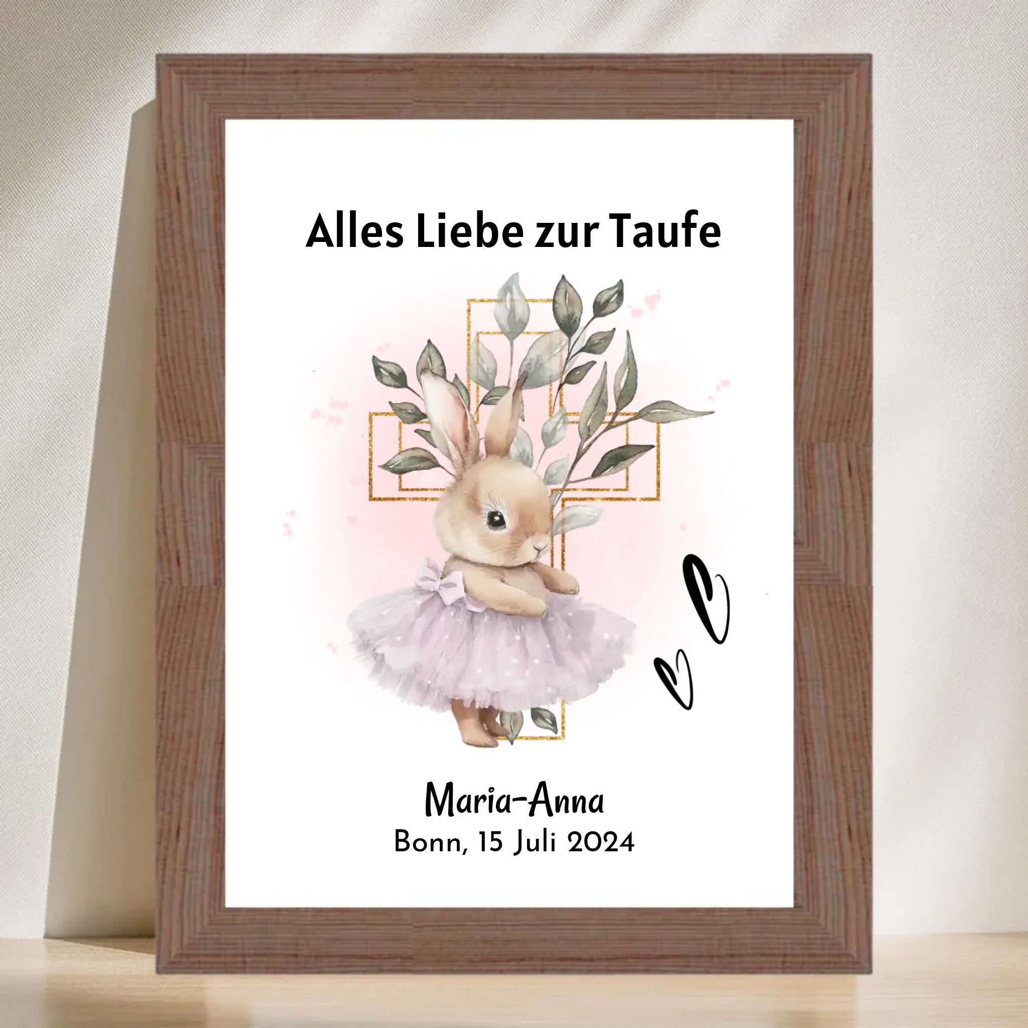 Mädchen Taufe Geschenk Bild / Poster / Karte personalisiert - Cantty