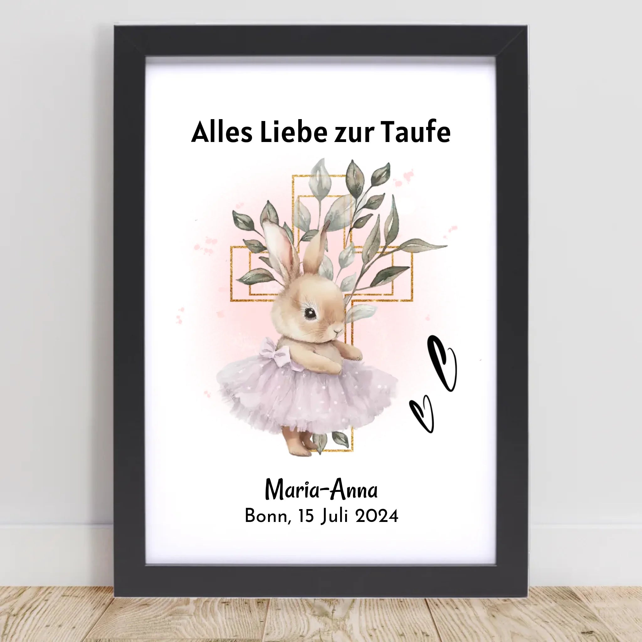 Mädchen Taufe Geschenk Bild / Poster / Karte personalisiert - Cantty