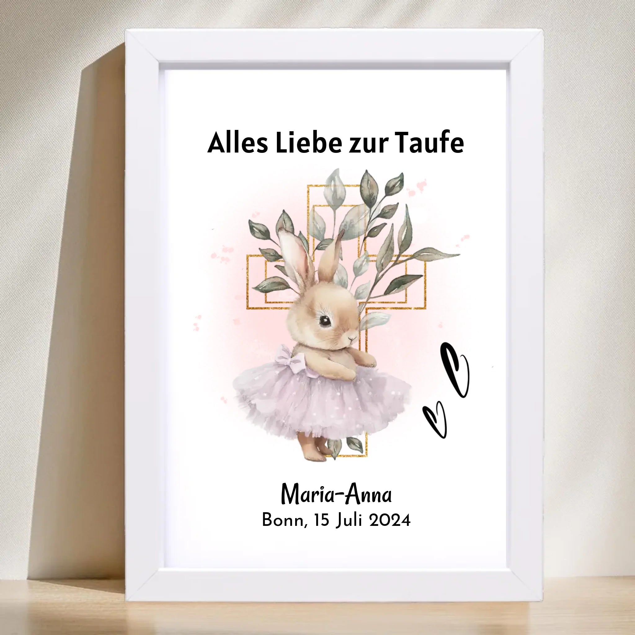 Mädchen Taufe Geschenk Bild / Poster / Karte personalisiert - Cantty