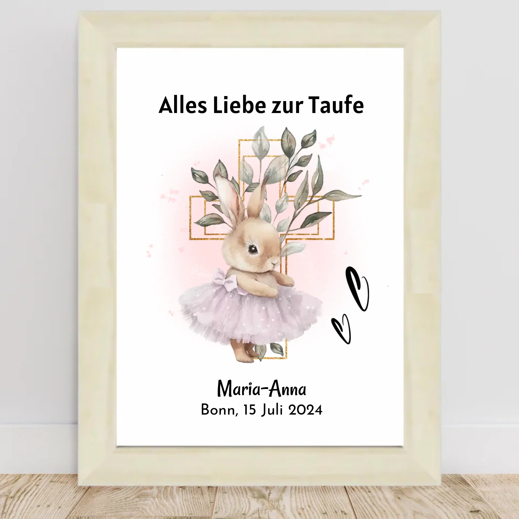 Mädchen Taufe Geschenk Bild / Poster / Karte personalisiert - Cantty
