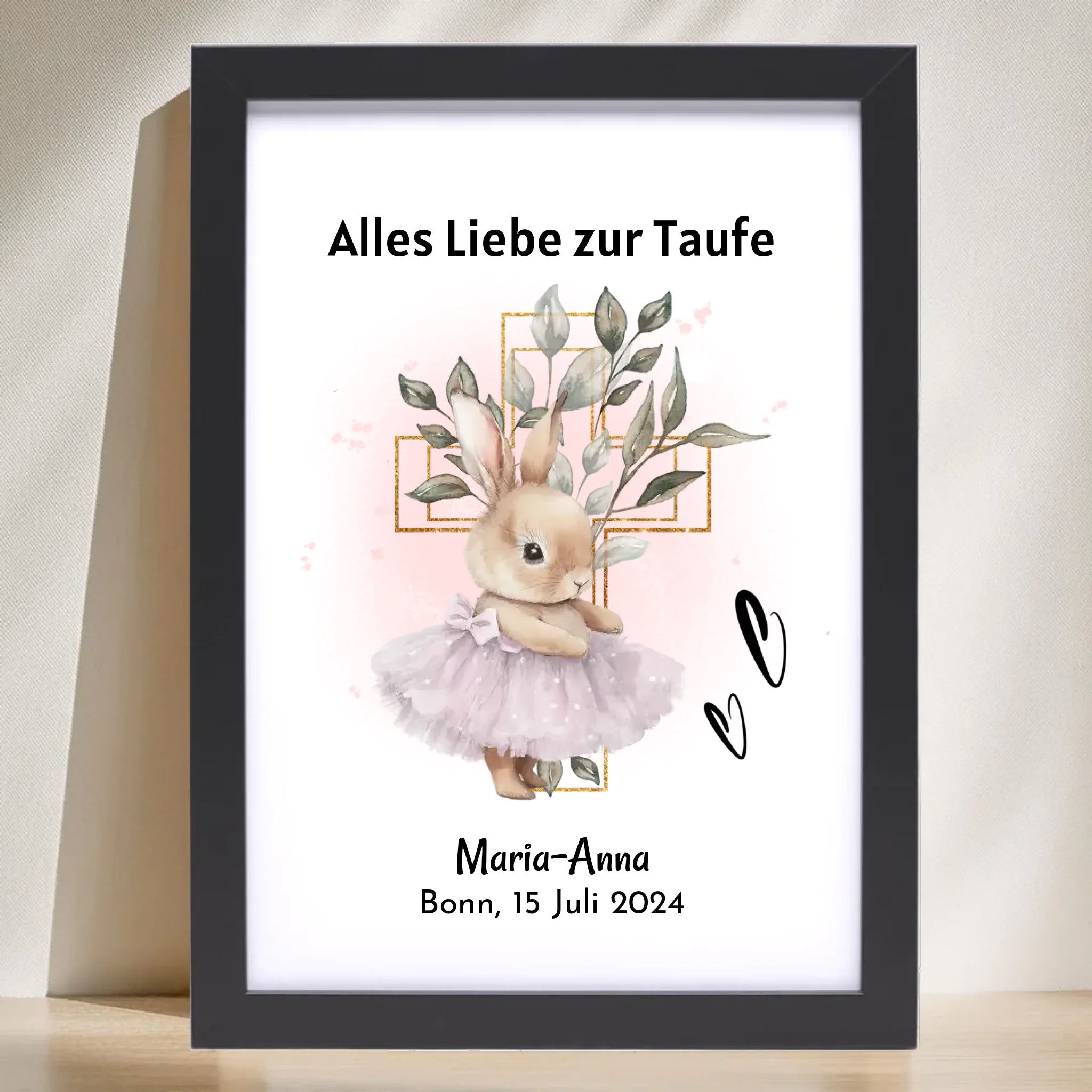Mädchen Taufe Geschenk Bild / Poster / Karte personalisiert - Cantty