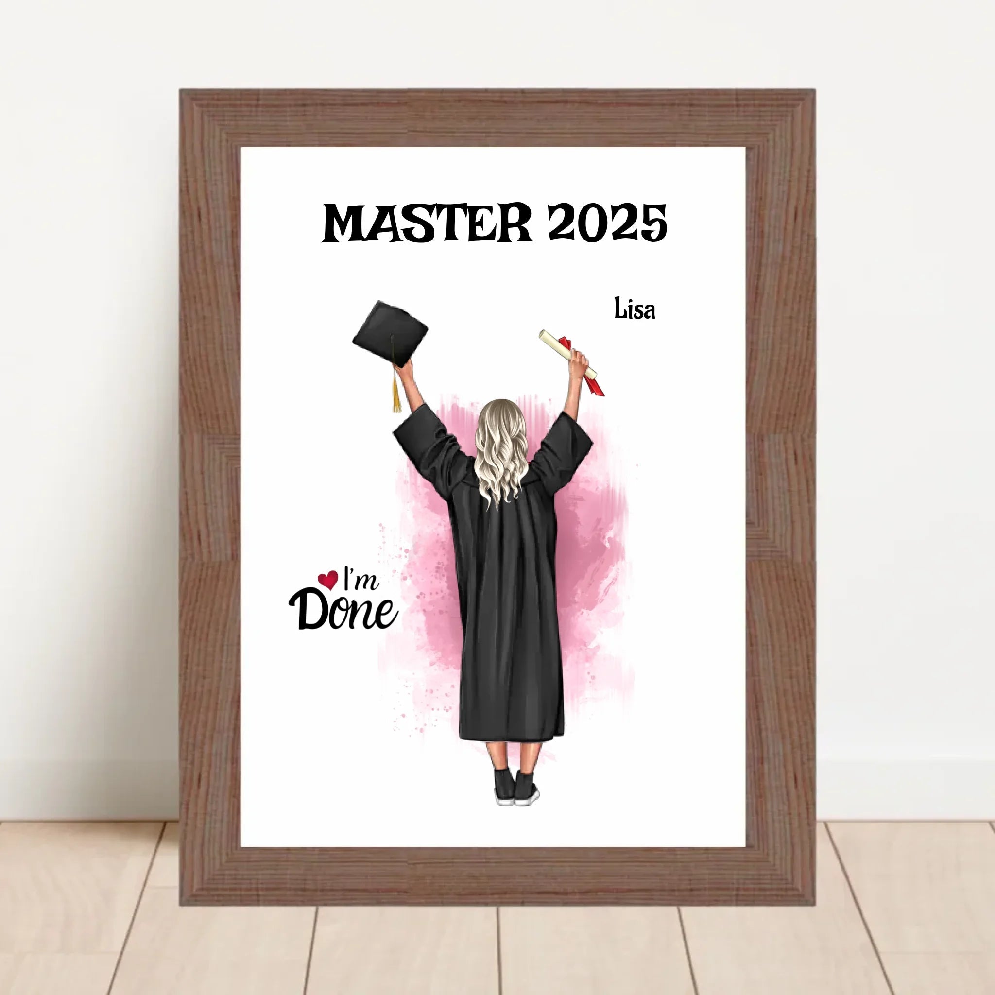 Master Abschluss Mädchen Poster personalisiert - Cantty