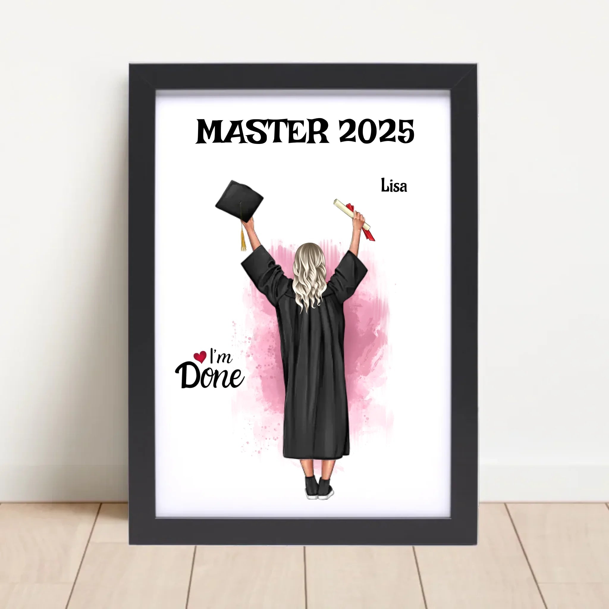 Master Abschluss Mädchen Poster personalisiert - Cantty