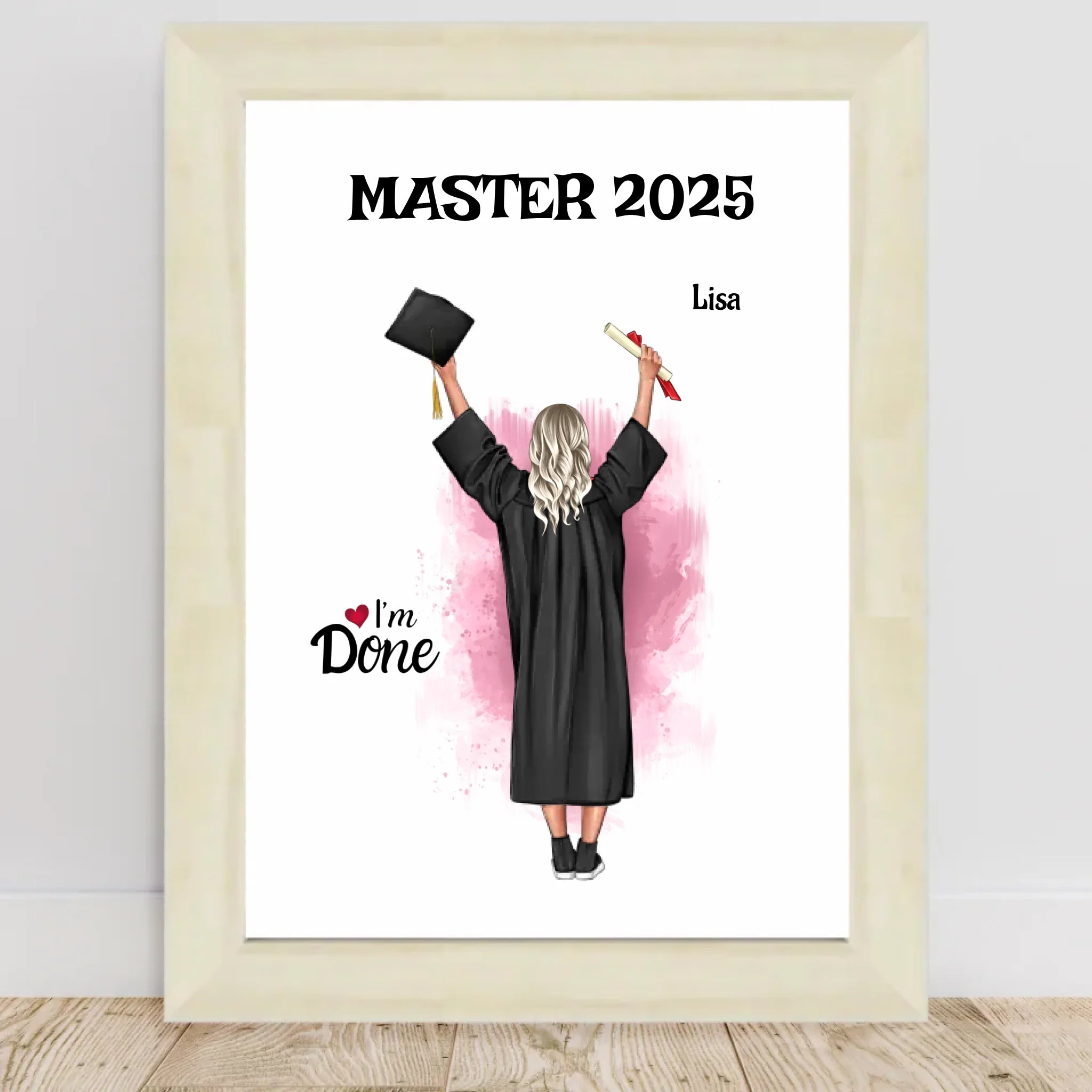 Master Abschluss Mädchen Poster personalisiert - Cantty
