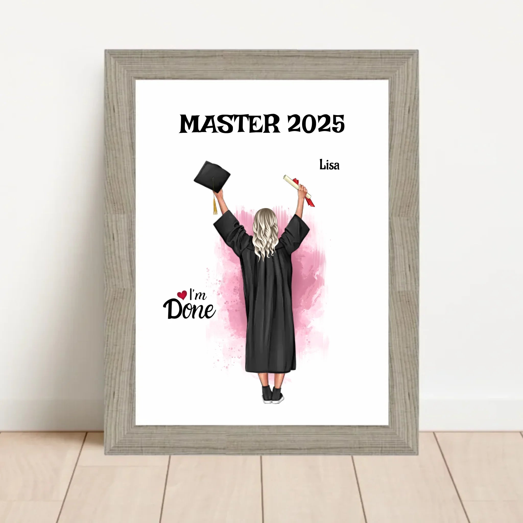 Master Abschluss Mädchen Poster personalisiert - Cantty