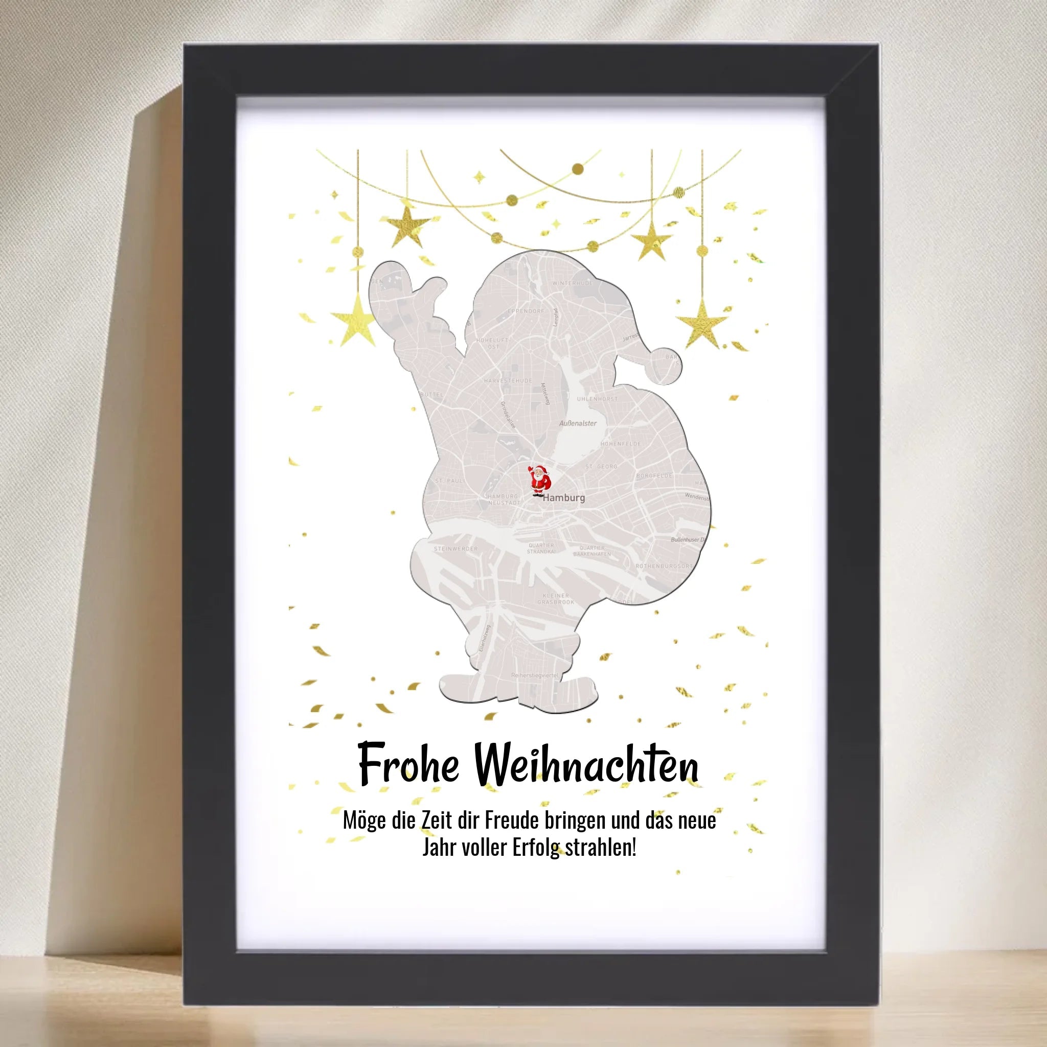 Mitarbeiter Weihnachtsgeschenk Koordinaten Bild Stadtkarte mit Weihnachtswünsche - Cantty