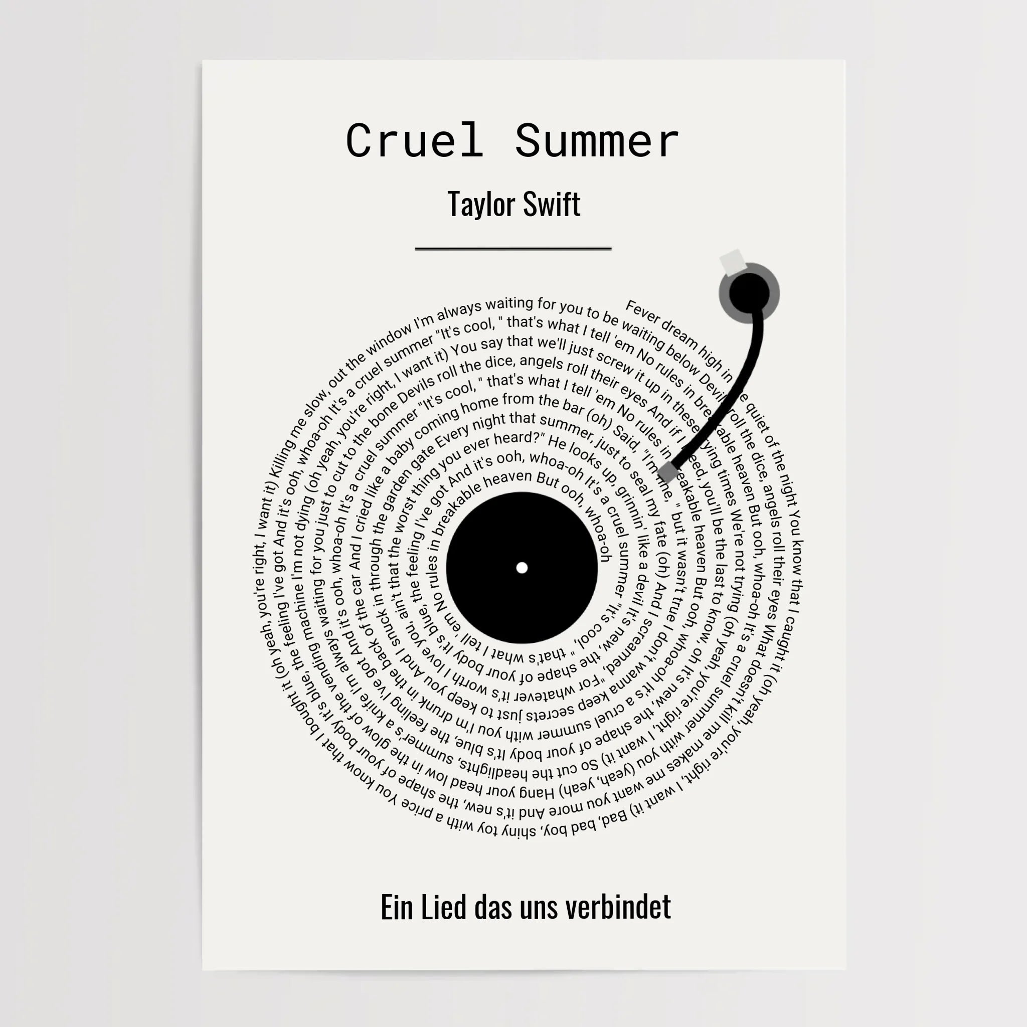 Musikposter Songtext Geschenk personalisiert - Cantty
