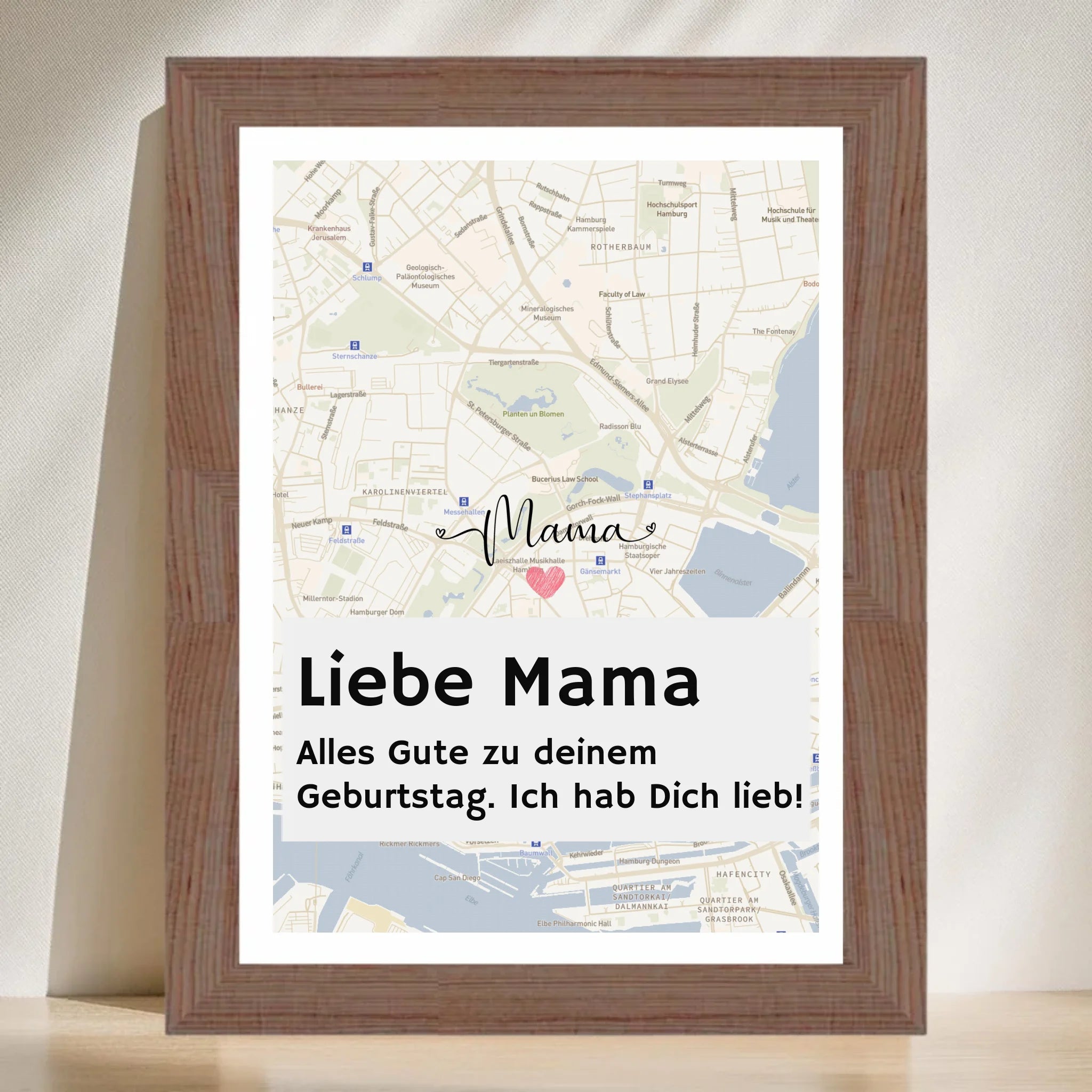 Mutter Geburtstag Stadtkarte Poster mit Spruch personalisiert - Cantty