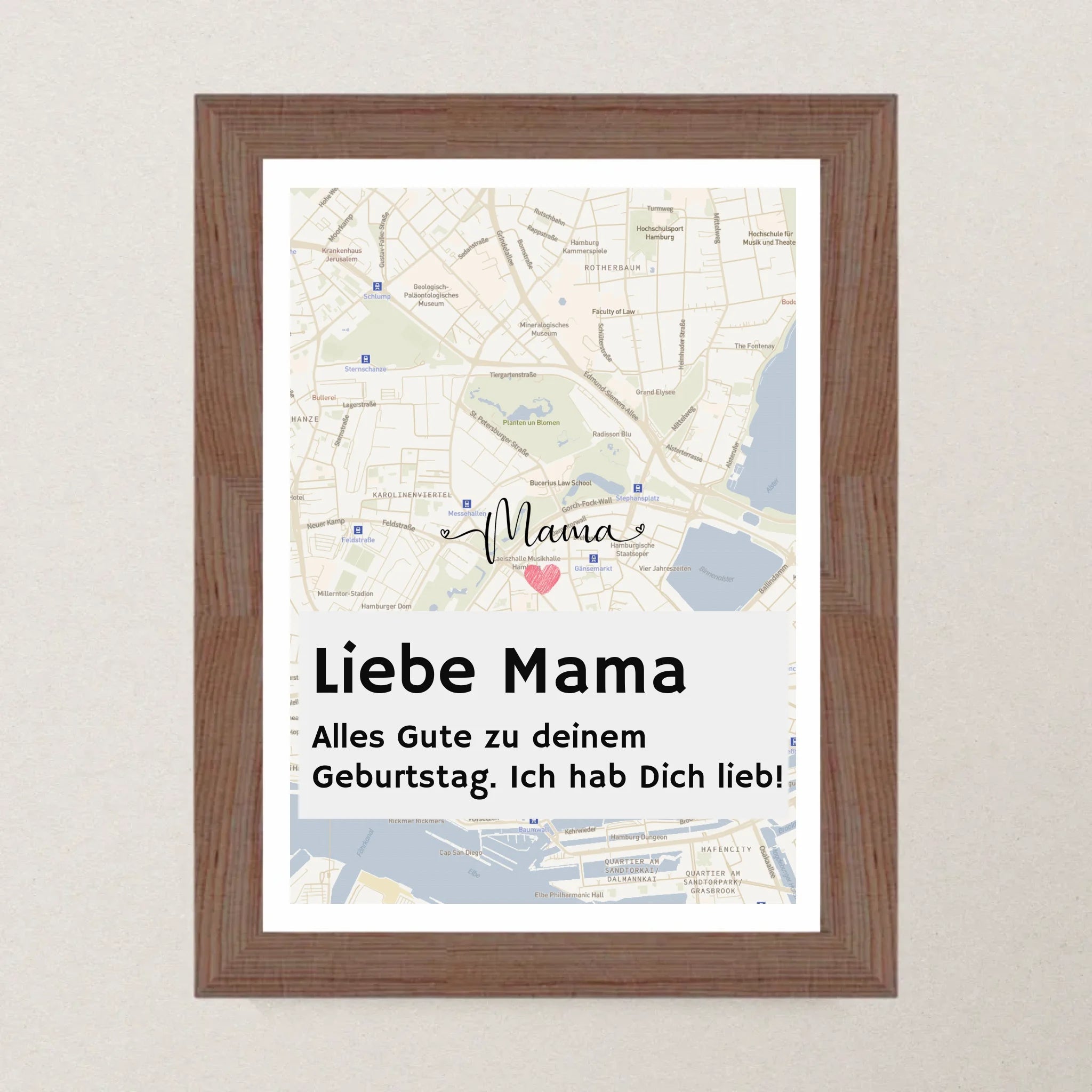 Mutter Geburtstag Stadtkarte Poster mit Spruch personalisiert - Cantty