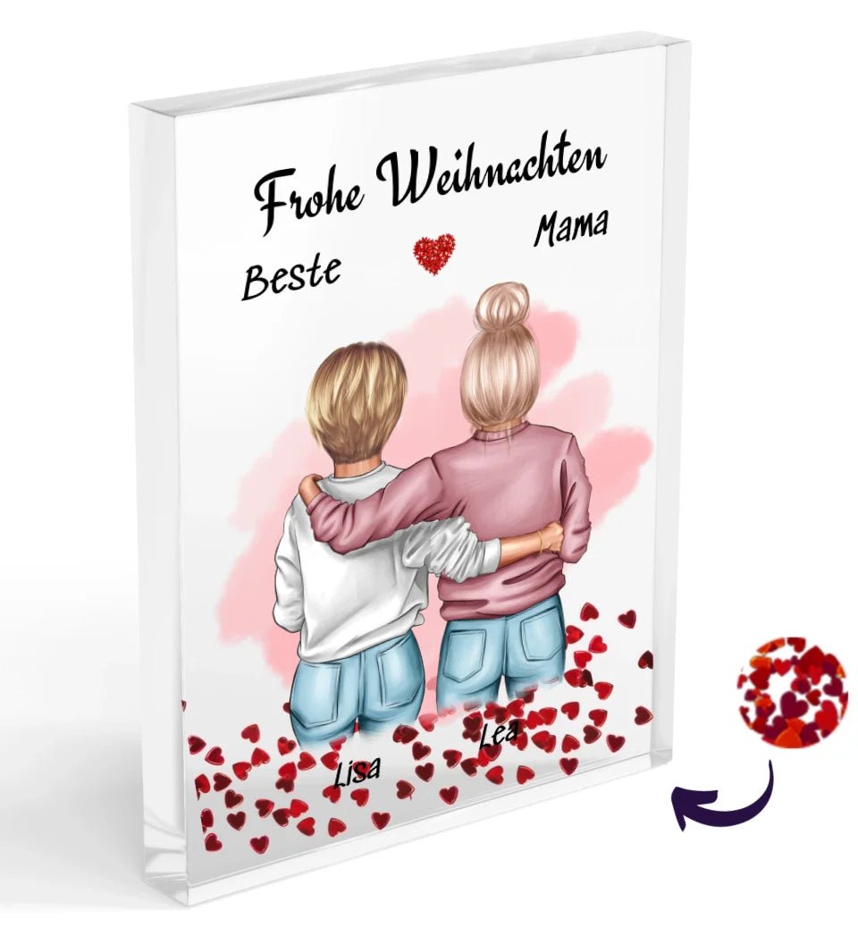 Mutter Weihnachtsgeschenk Acrylglas Bild mit Tochter - Cantty