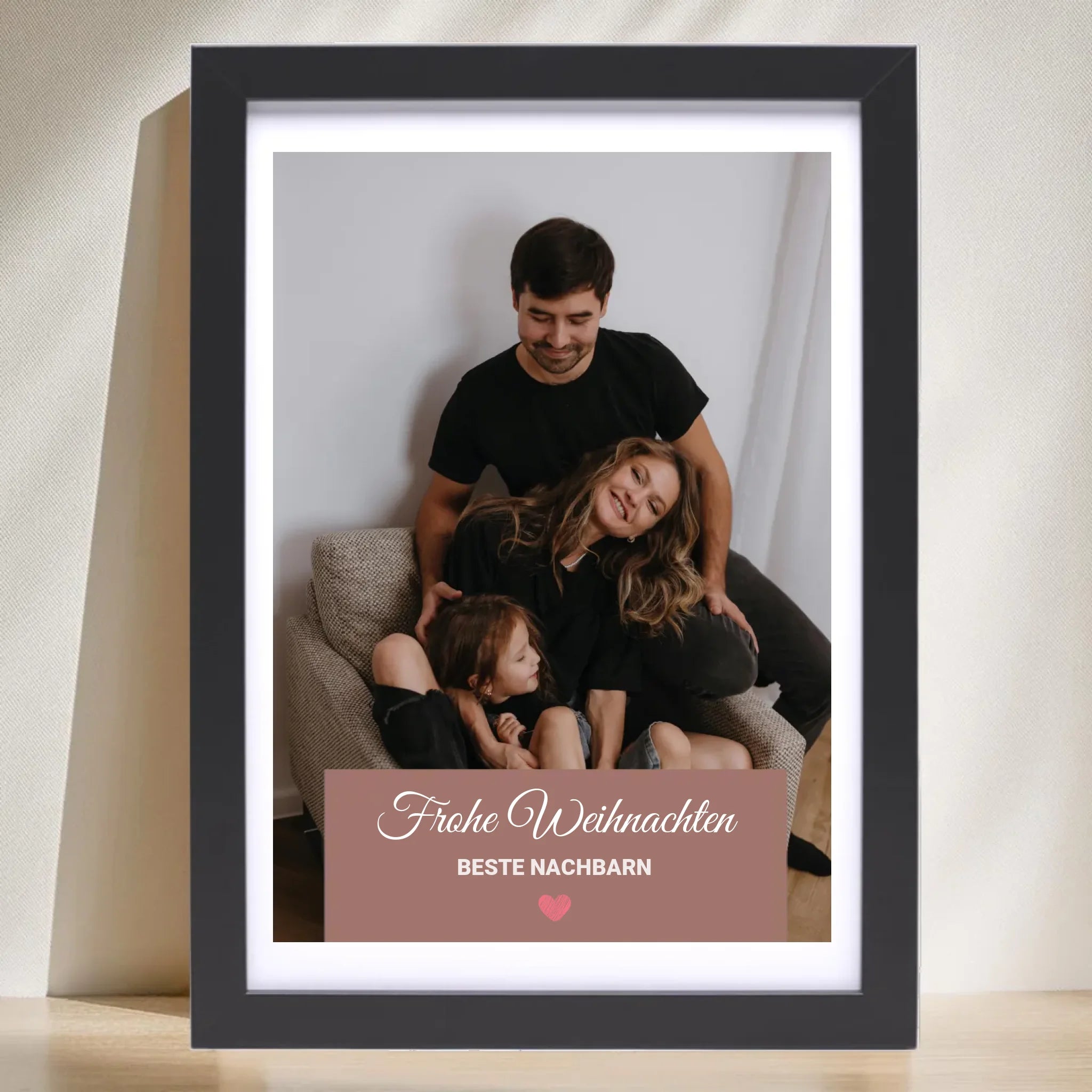Nachbarn Weihnachtsgeschenk Foto Poster mit Bilderrahmen personalisierbar - Cantty