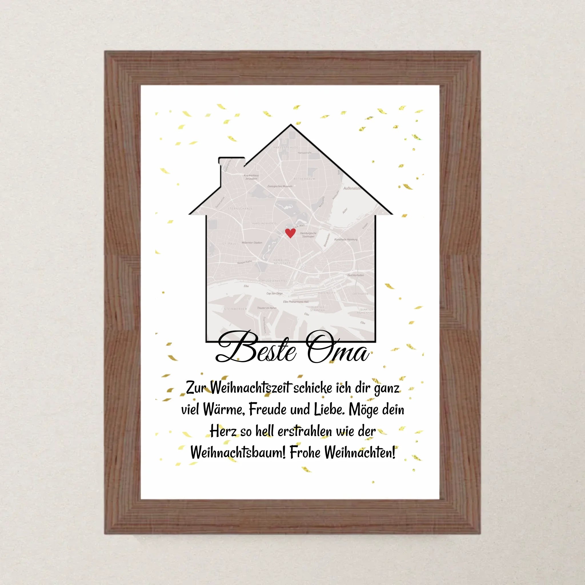 Oma Weihnachtsgeschenk Koordinaten Bild Stadtkarte mit Weihnachtswünsche - Cantty