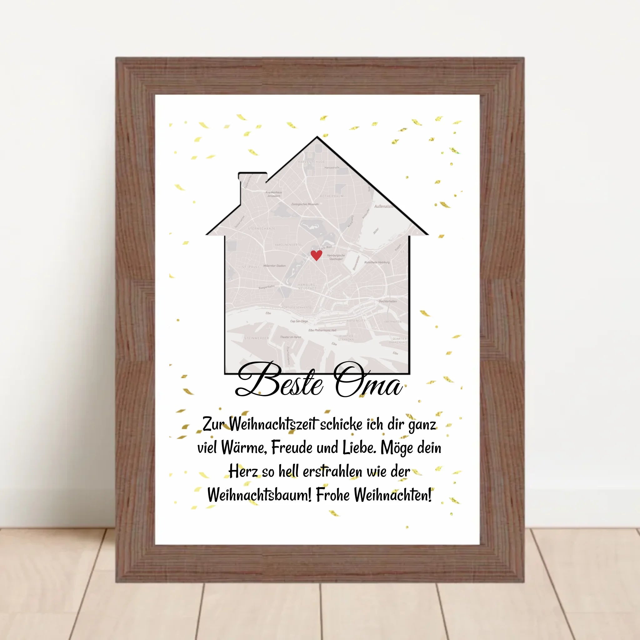 Oma Weihnachtsgeschenk Koordinaten Bild Stadtkarte mit Weihnachtswünsche - Cantty