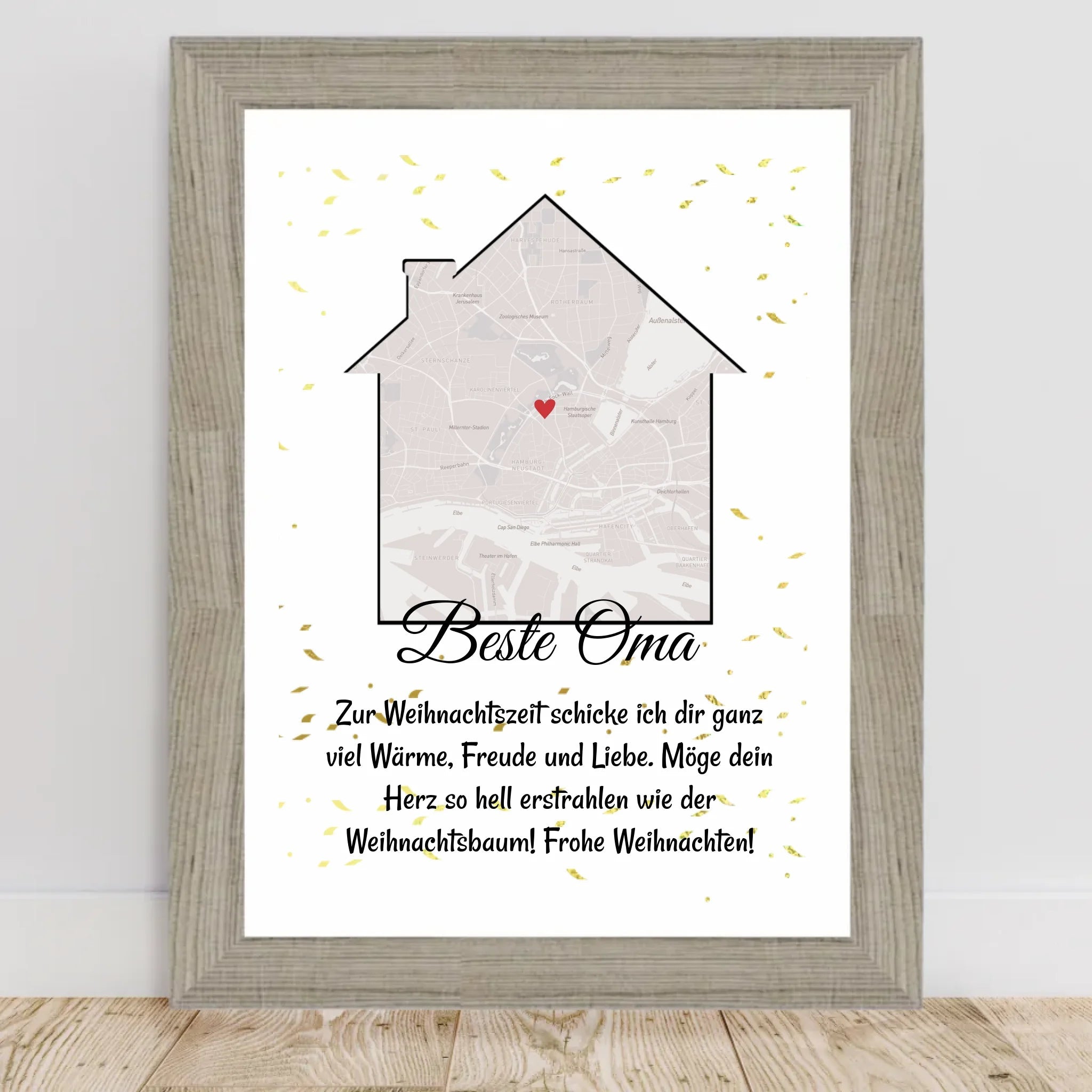 Oma Weihnachtsgeschenk Koordinaten Bild Stadtkarte mit Weihnachtswünsche - Cantty