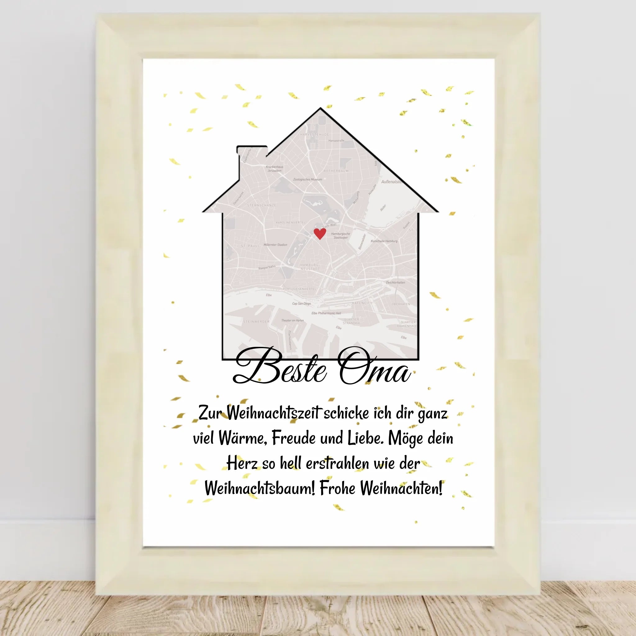Oma Weihnachtsgeschenk Koordinaten Bild Stadtkarte mit Weihnachtswünsche - Cantty