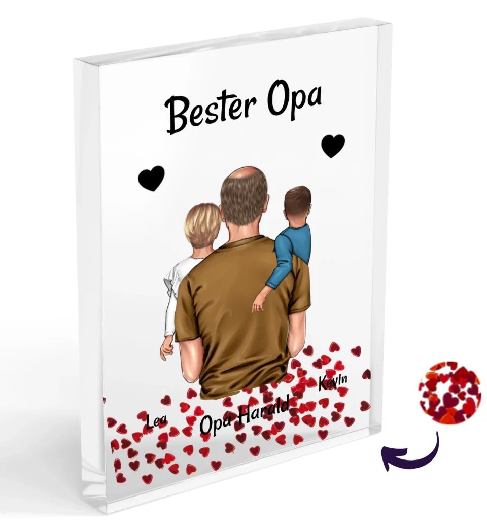 Opa Weihnachten Geschenk Acrylglas Bild mit Enkelkinder - Cantty