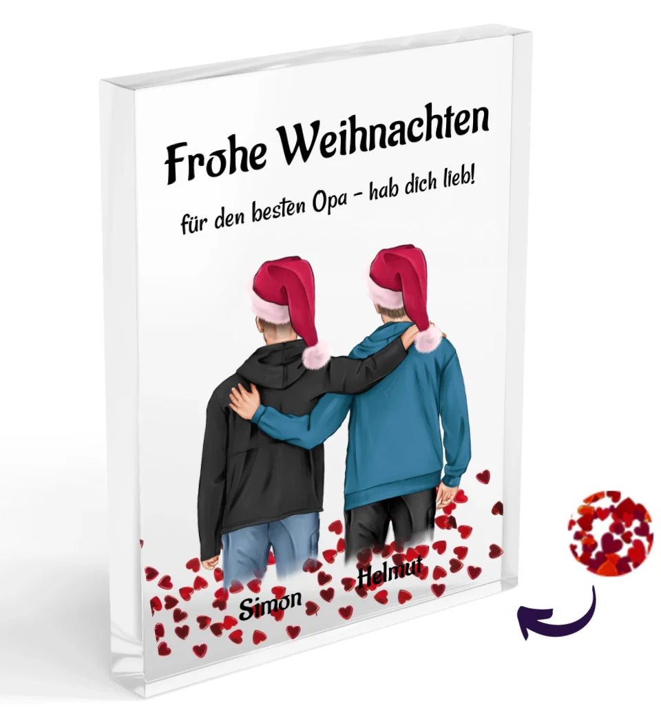 Opa Weihnachten Geschenk Bild Acrylglas mit Enkelsohn personalisierbar - Cantty