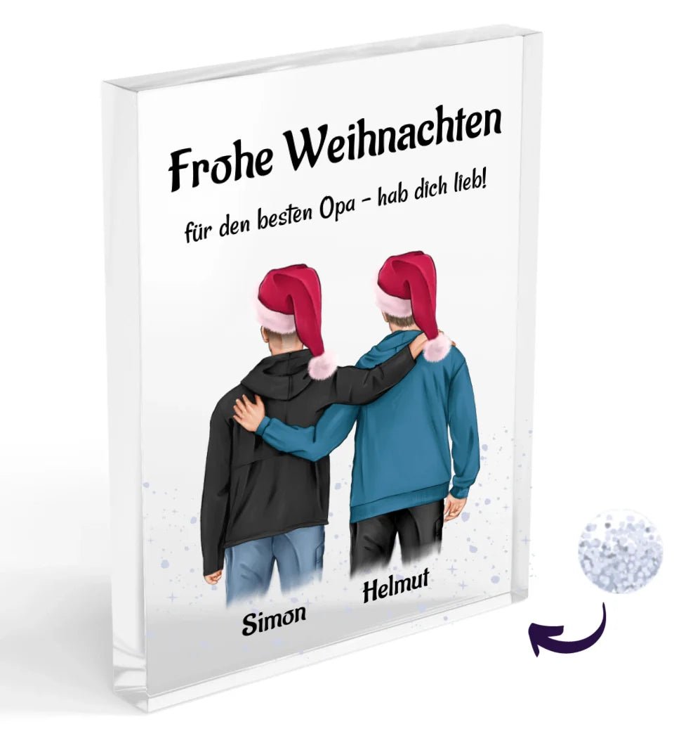 Opa Weihnachten Geschenk Bild Acrylglas mit Enkelsohn personalisierbar - Cantty