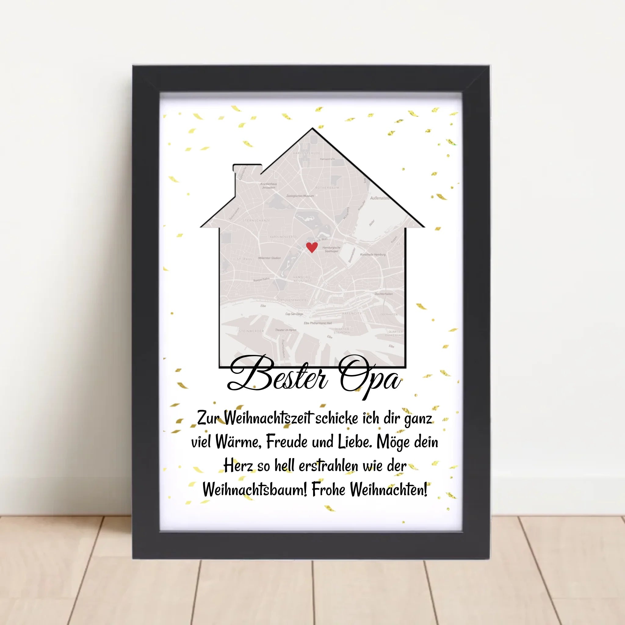 Opa Weihnachtsgeschenk Koordinaten Bild Stadtkarte mit Weihnachtswünsche - Cantty
