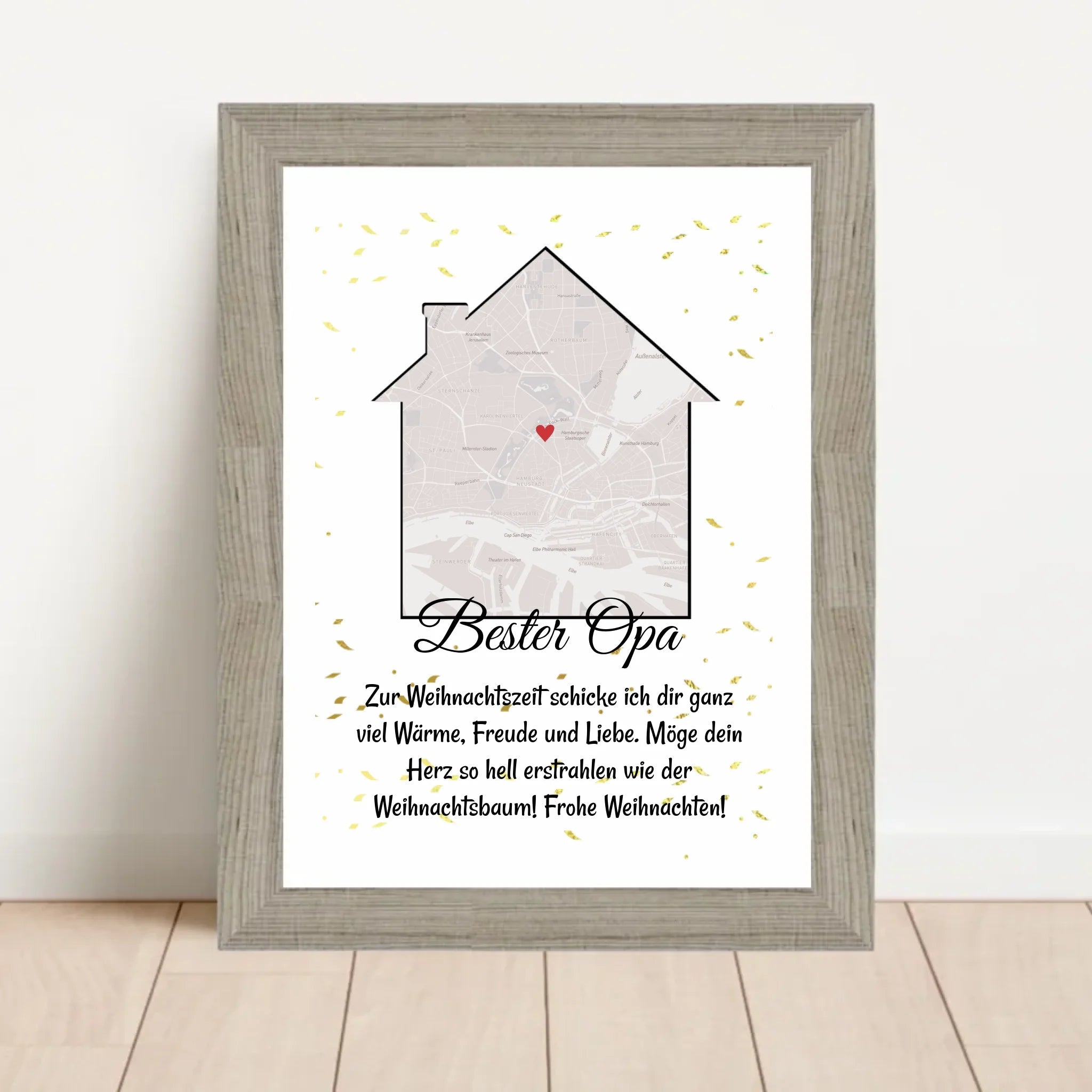 Opa Weihnachtsgeschenk Koordinaten Bild Stadtkarte mit Weihnachtswünsche - Cantty