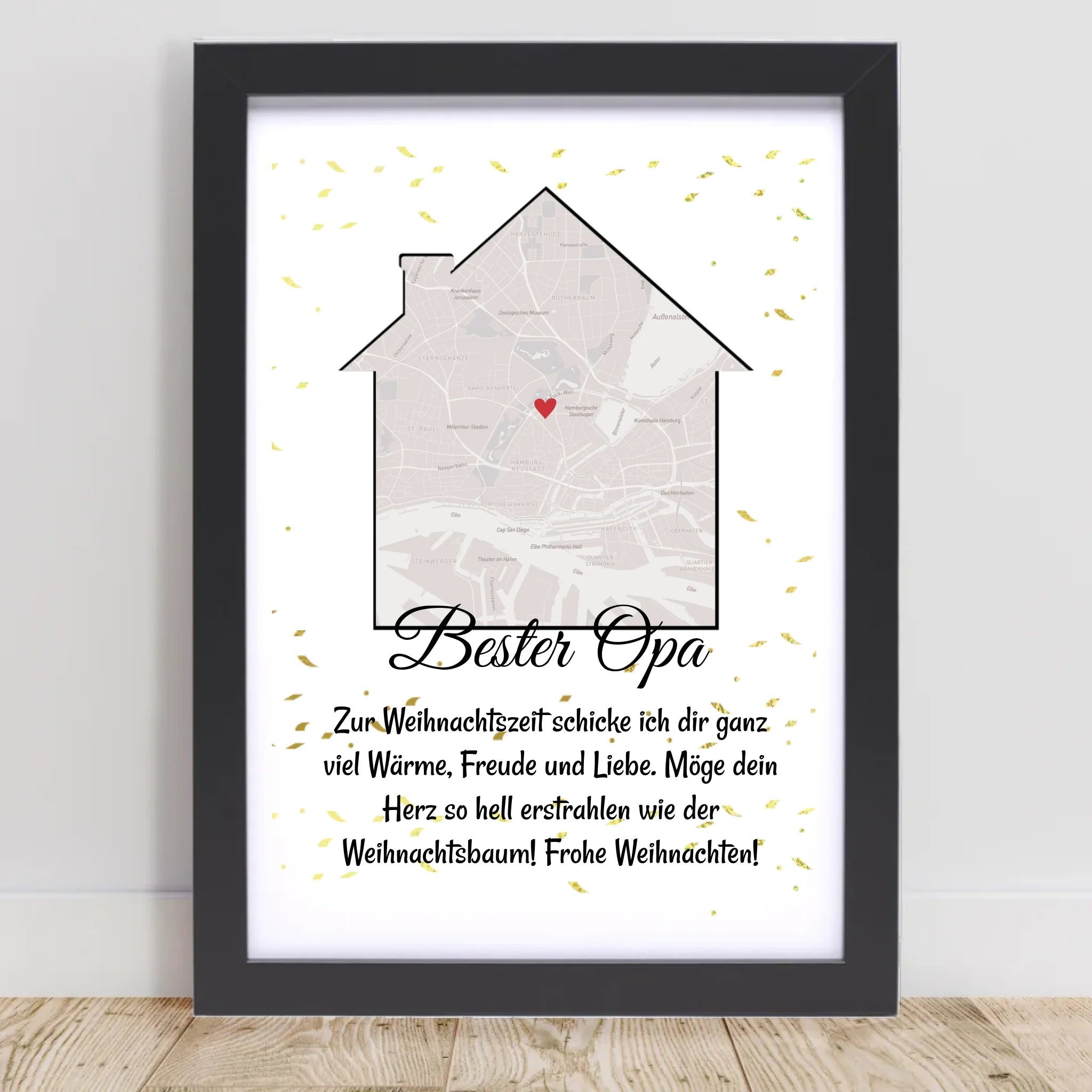 Opa Weihnachtsgeschenk Koordinaten Bild Stadtkarte mit Weihnachtswünsche - Cantty