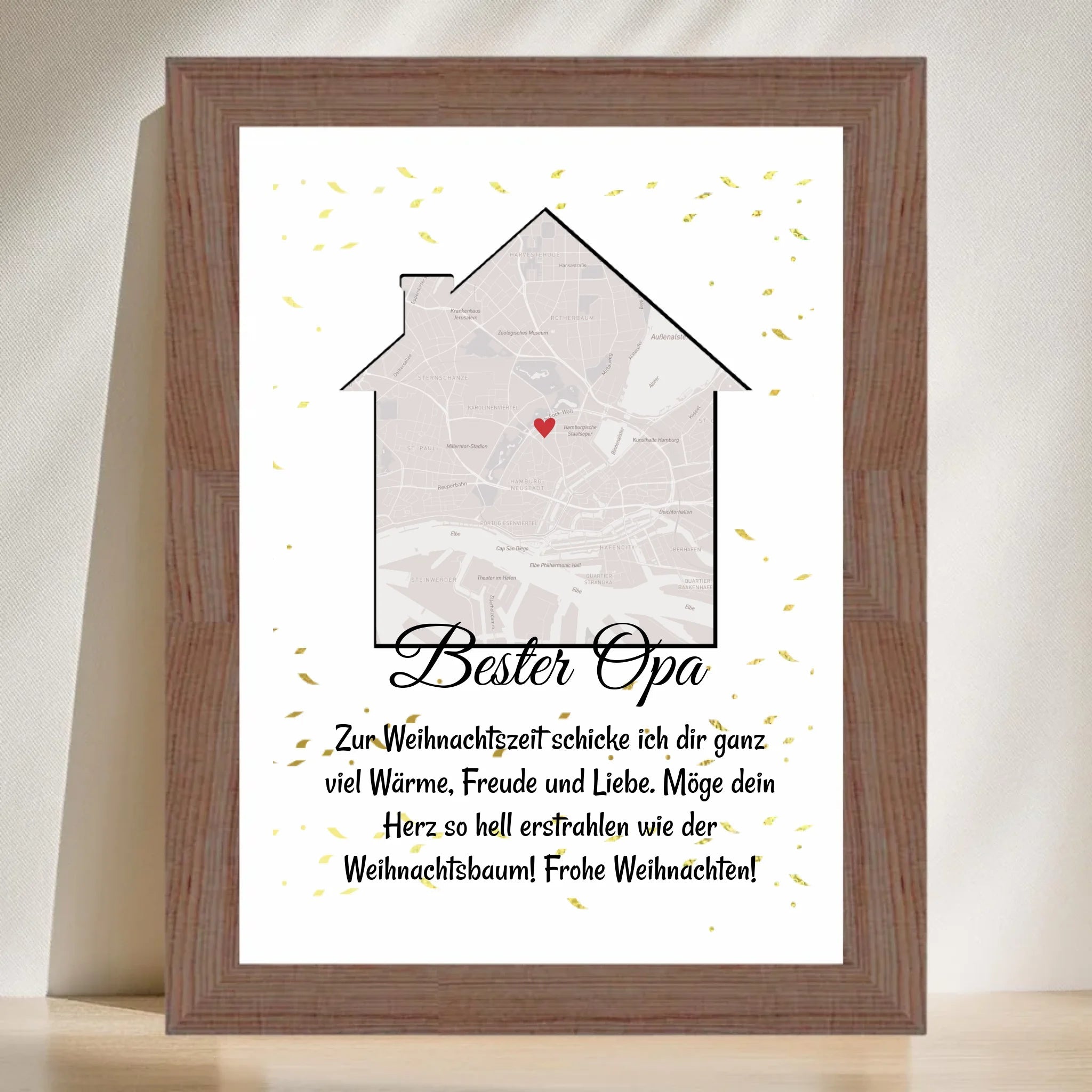 Opa Weihnachtsgeschenk Koordinaten Bild Stadtkarte mit Weihnachtswünsche - Cantty
