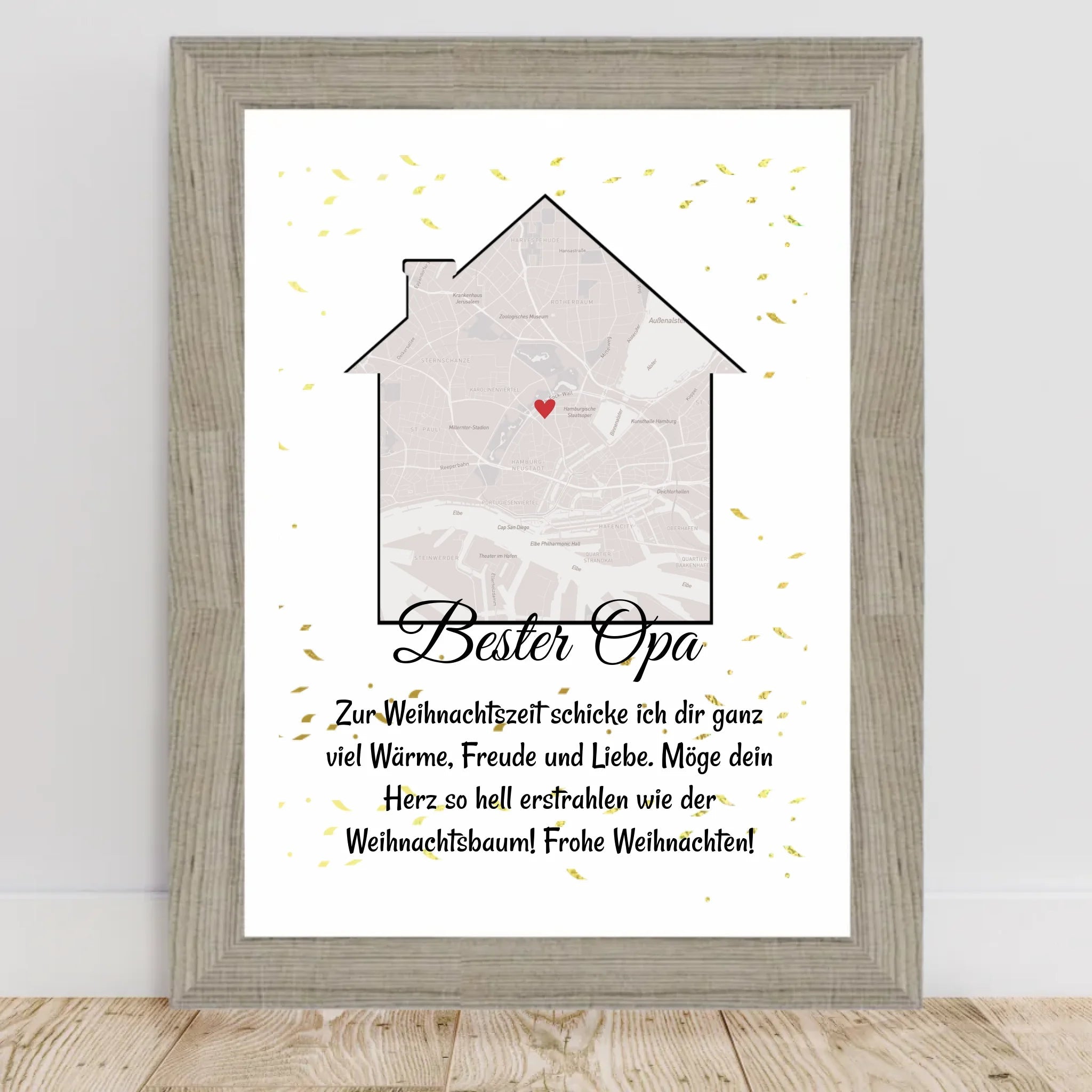 Opa Weihnachtsgeschenk Koordinaten Bild Stadtkarte mit Weihnachtswünsche - Cantty