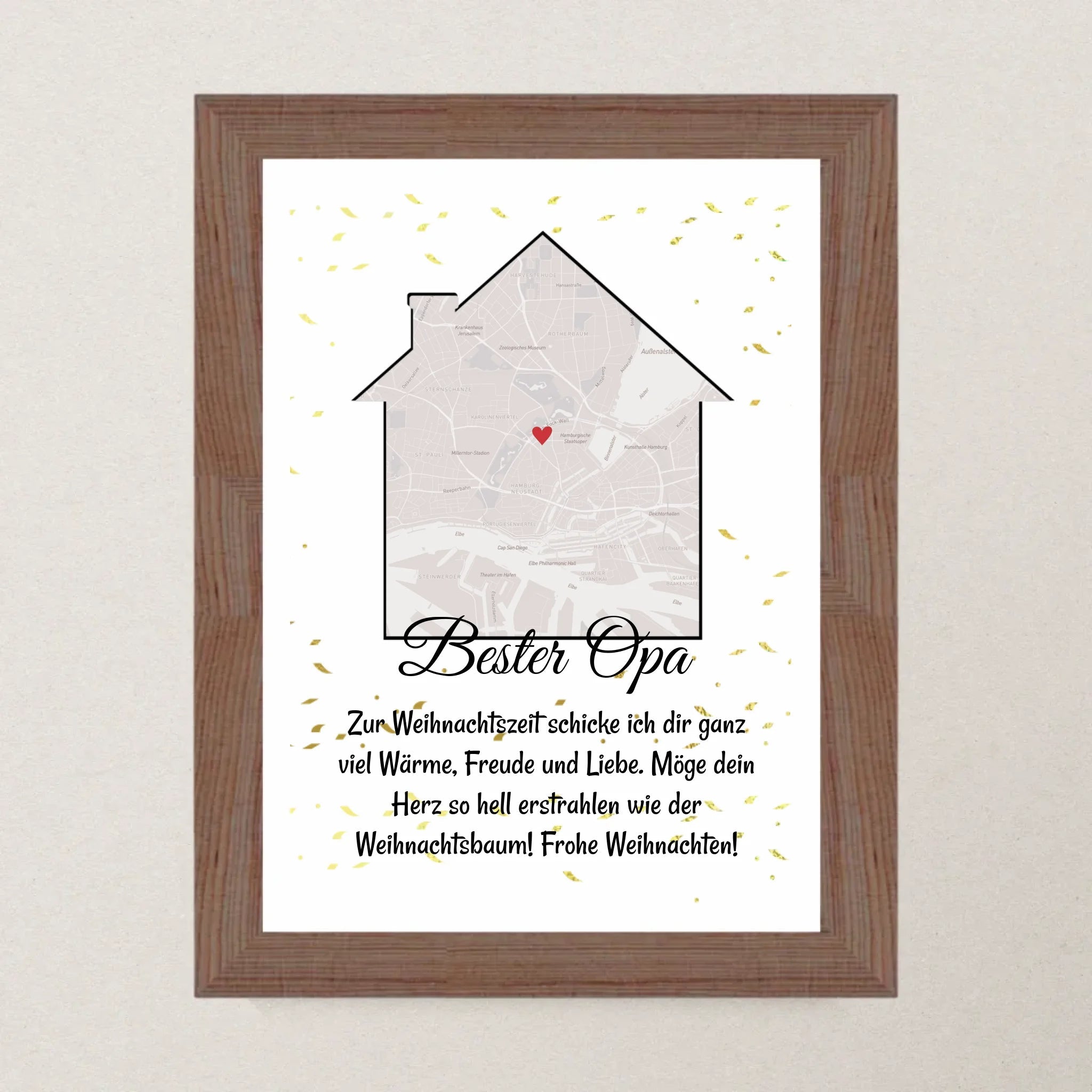 Opa Weihnachtsgeschenk Koordinaten Bild Stadtkarte mit Weihnachtswünsche - Cantty