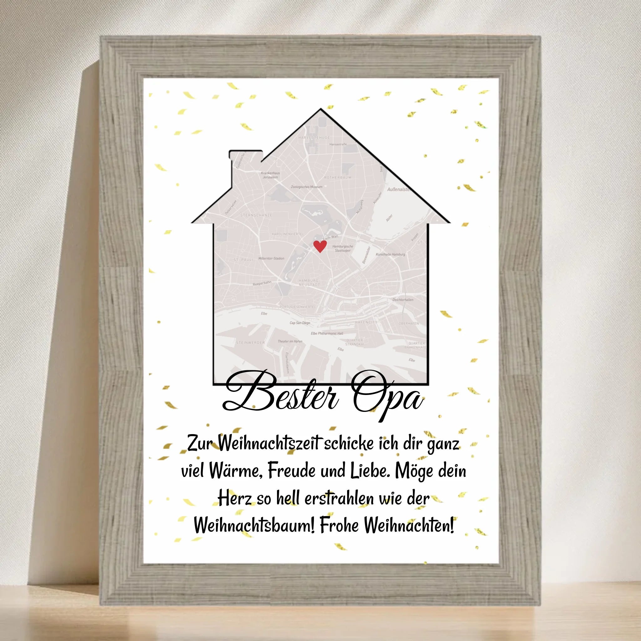 Opa Weihnachtsgeschenk Koordinaten Bild Stadtkarte mit Weihnachtswünsche - Cantty