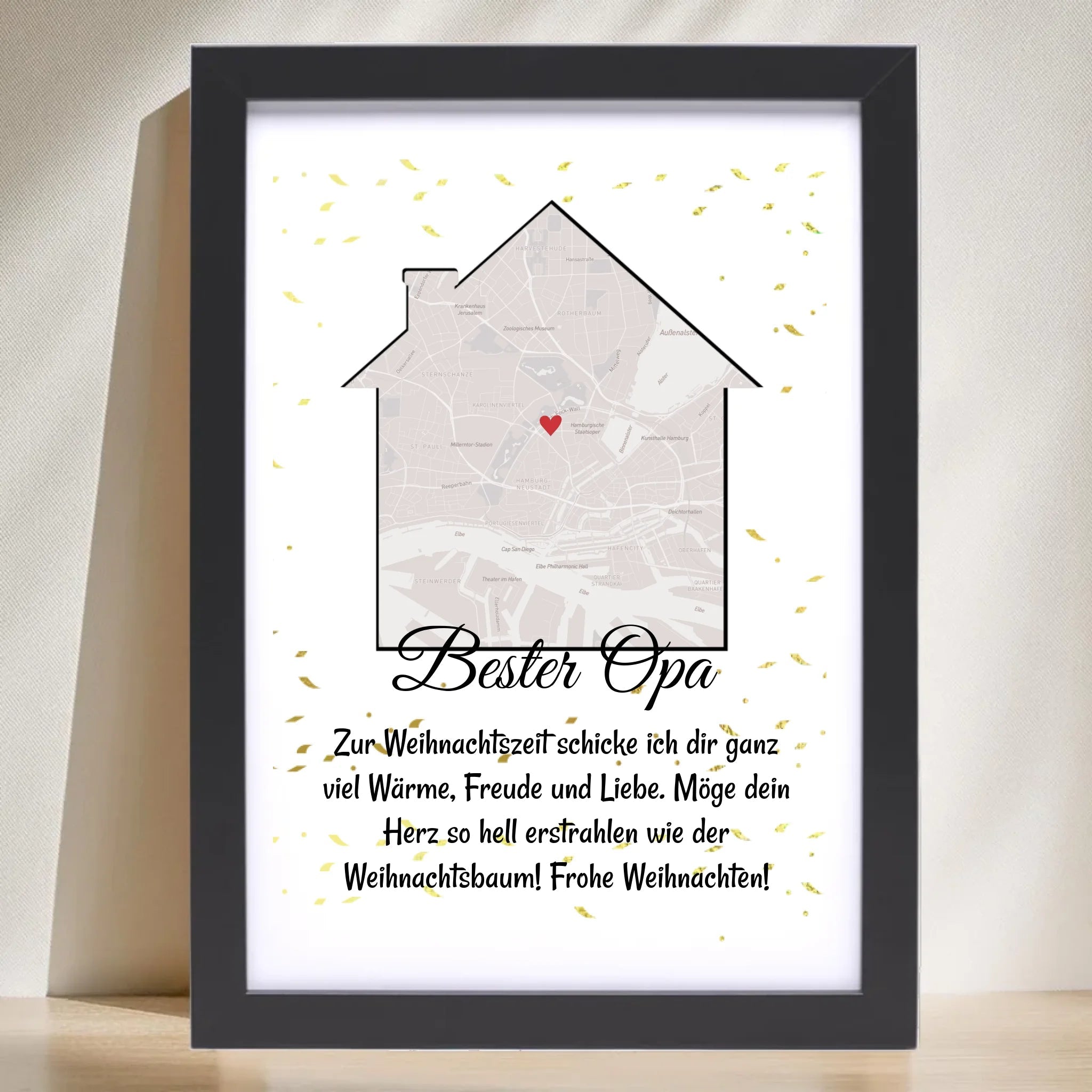 Opa Weihnachtsgeschenk Koordinaten Bild Stadtkarte mit Weihnachtswünsche - Cantty