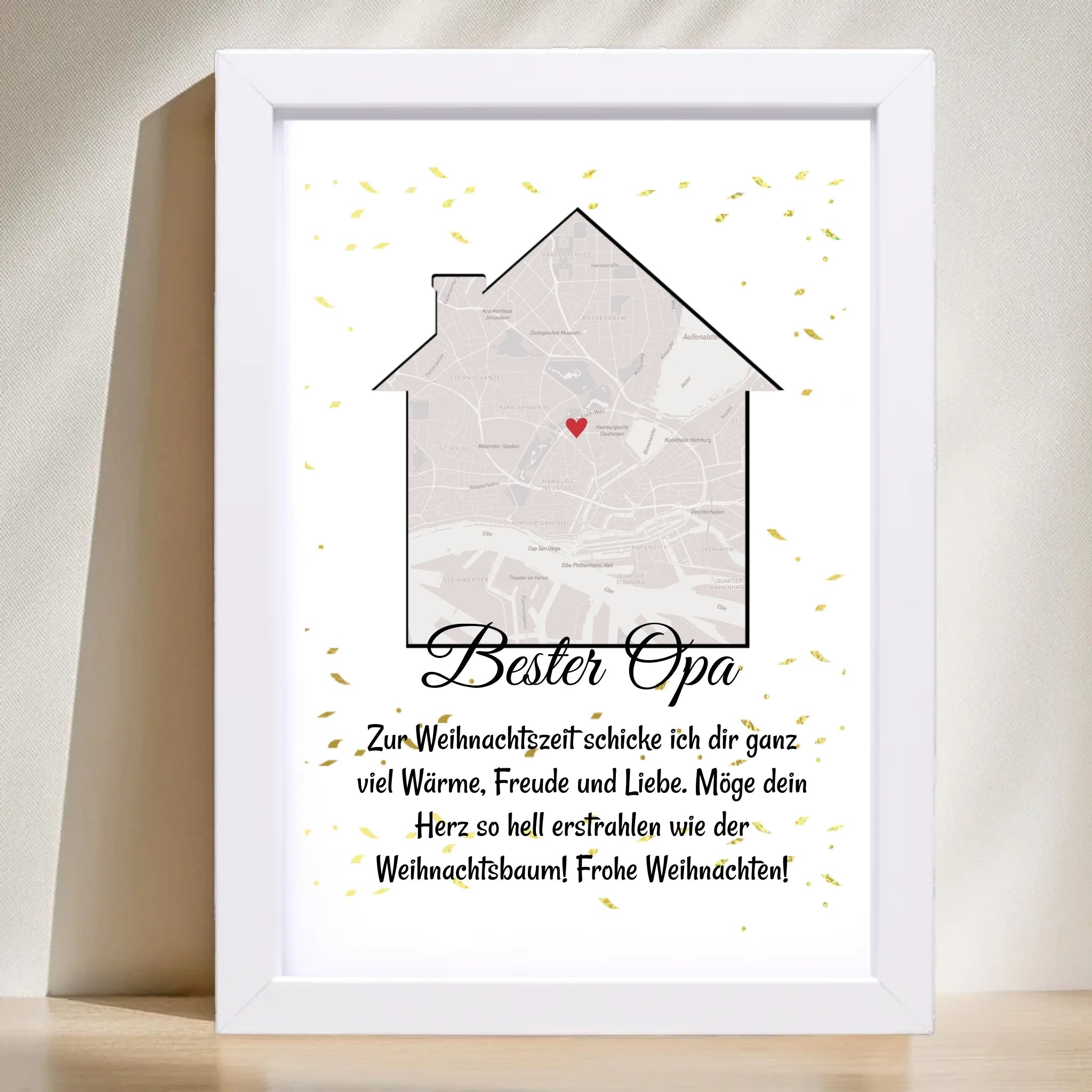 Opa Weihnachtsgeschenk Koordinaten Bild Stadtkarte mit Weihnachtswünsche - Cantty