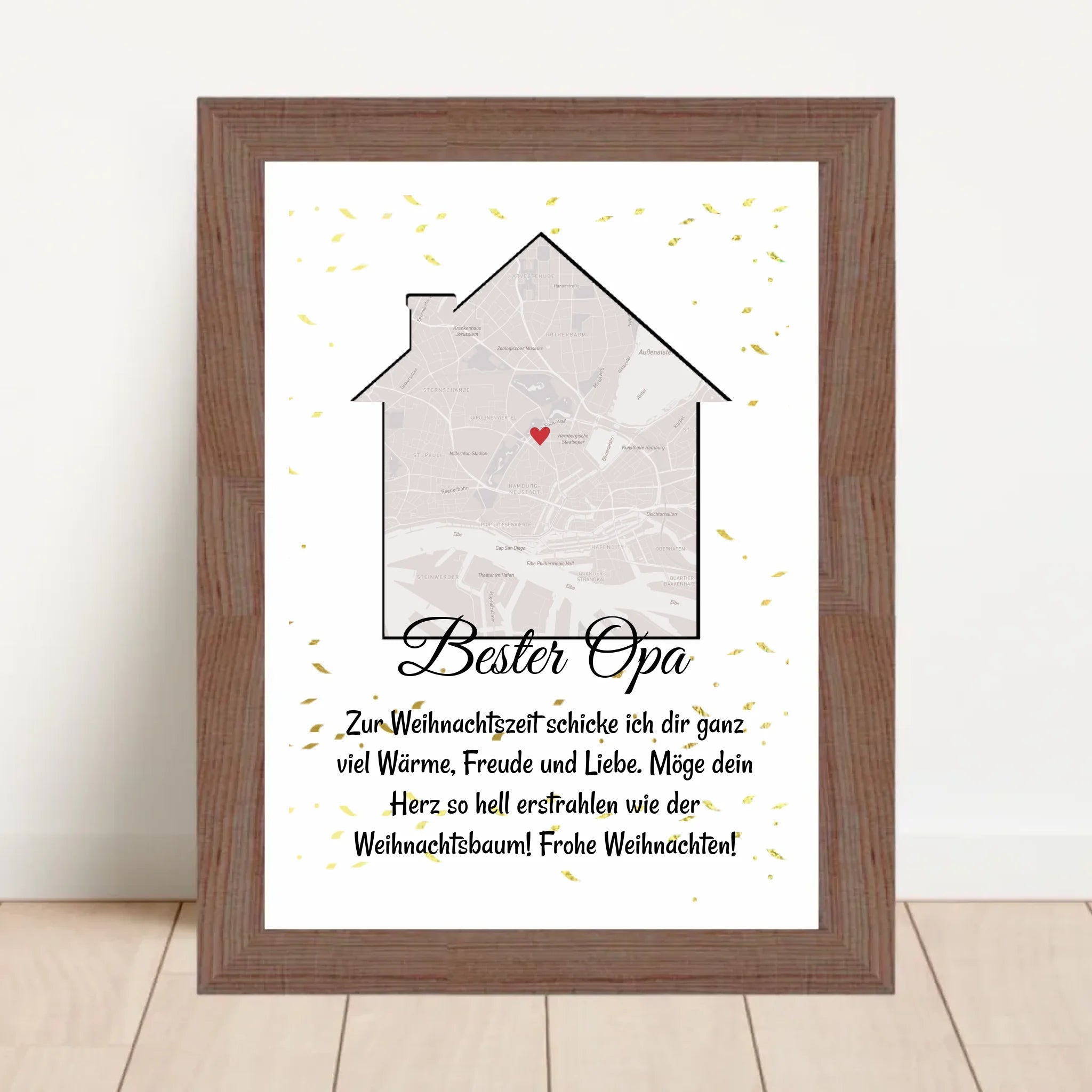 Opa Weihnachtsgeschenk Koordinaten Bild Stadtkarte mit Weihnachtswünsche - Cantty